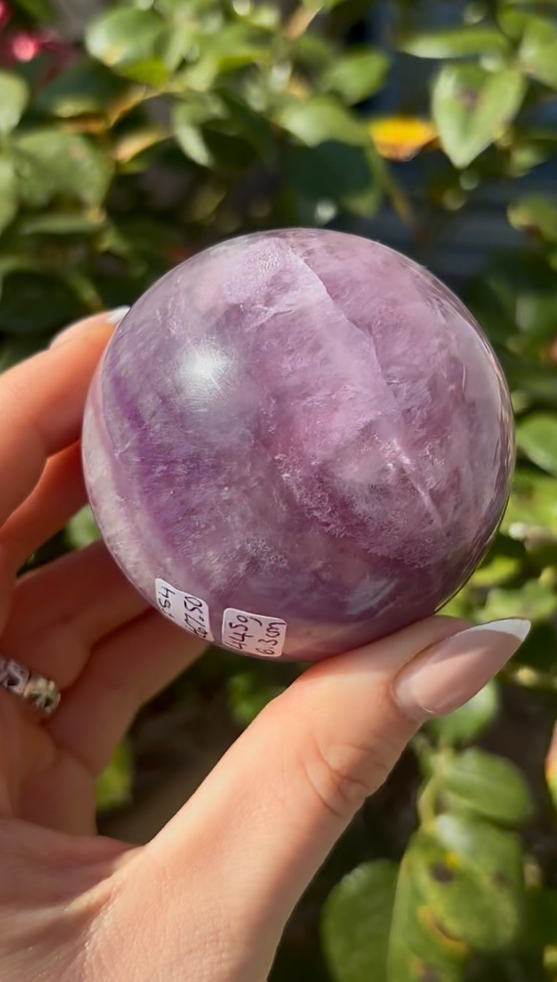 High grade, candy striped rainbow fluorite sphere - 6.3cm