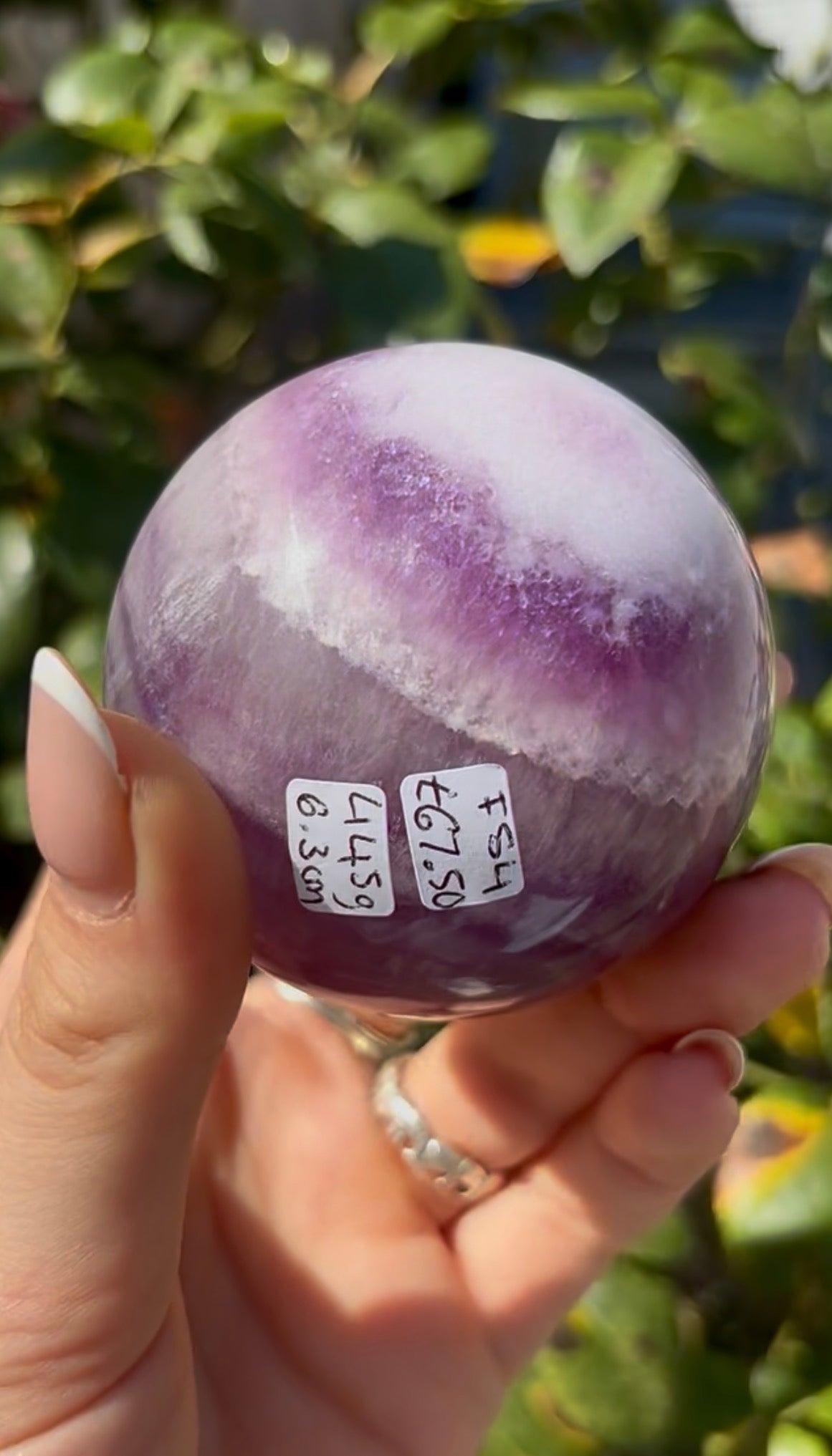 High grade, candy striped rainbow fluorite sphere - 6.3cm