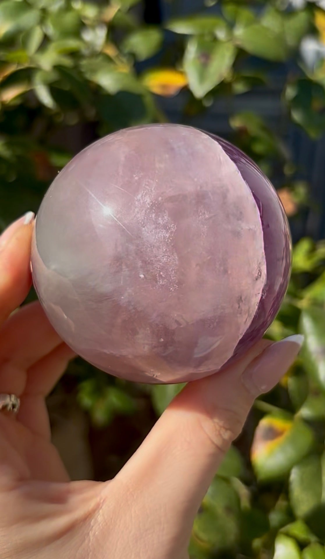 High grade, candy striped rainbow fluorite sphere - 6.8cm