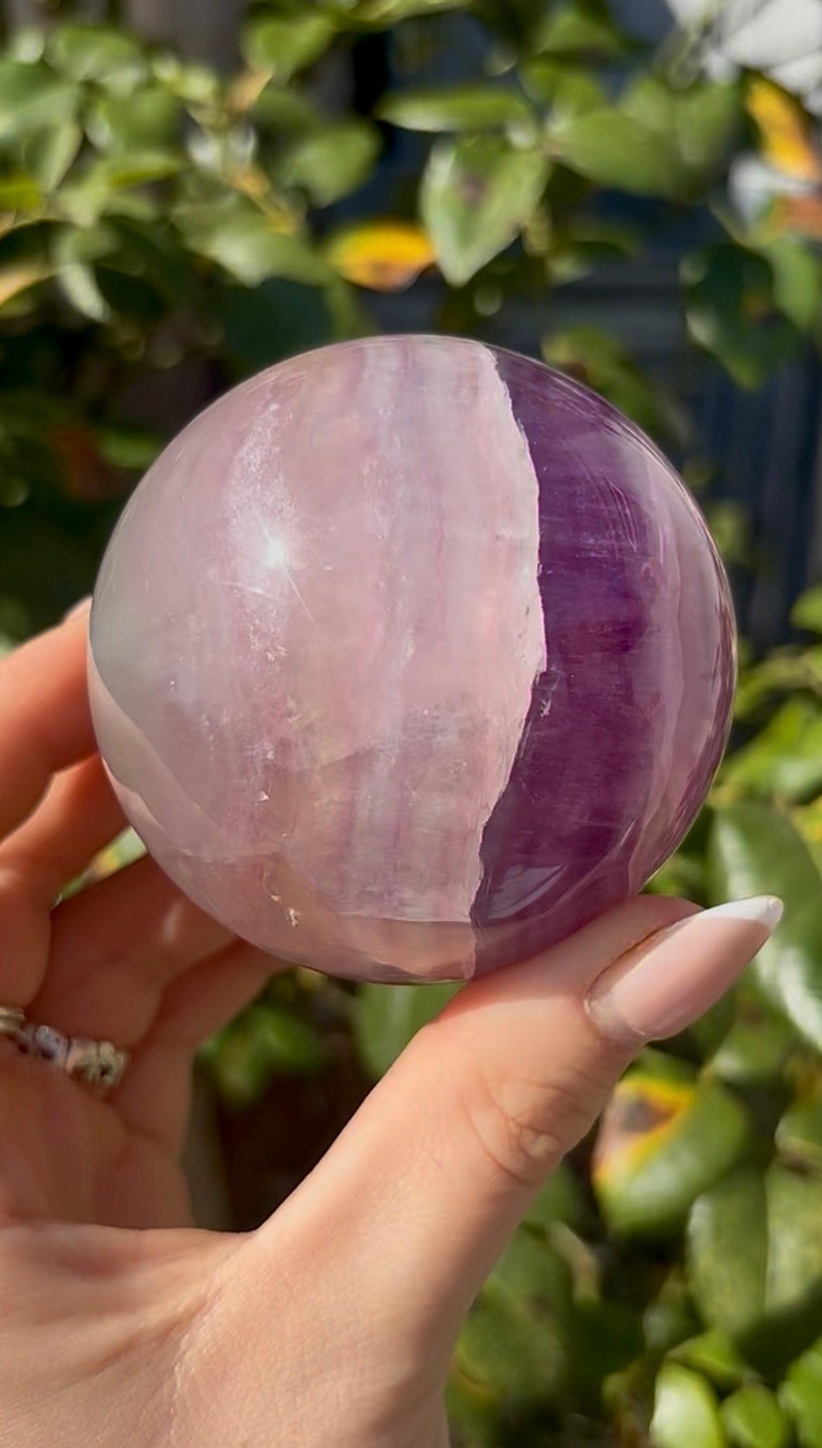 High grade, candy striped rainbow fluorite sphere - 6.8cm