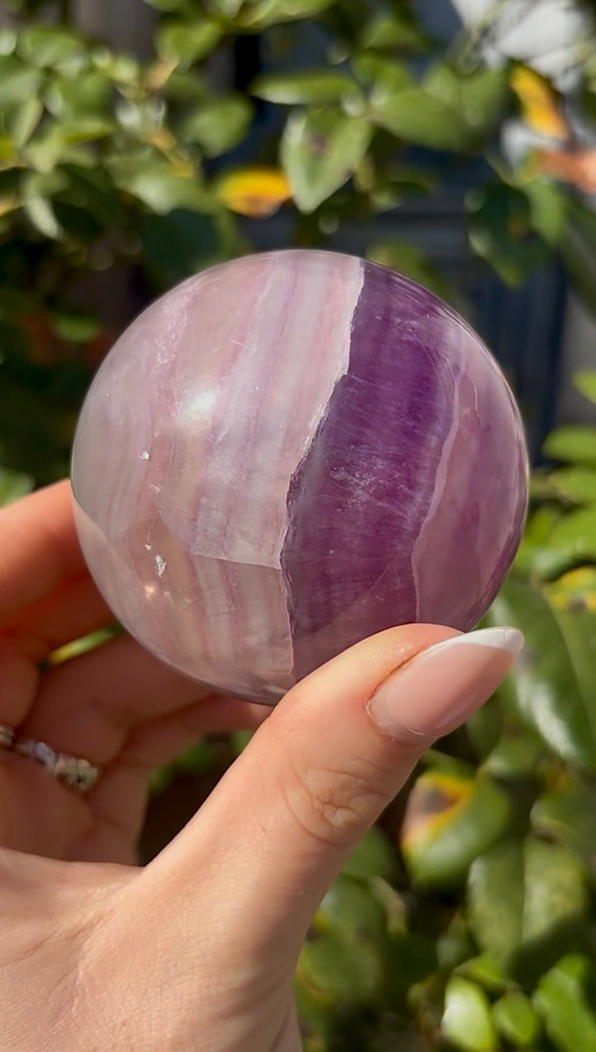 High grade, candy striped rainbow fluorite sphere - 6.8cm