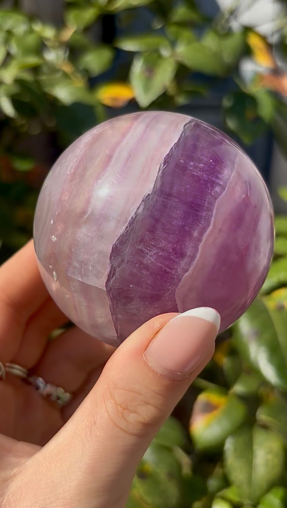 High grade, candy striped rainbow fluorite sphere - 6.8cm