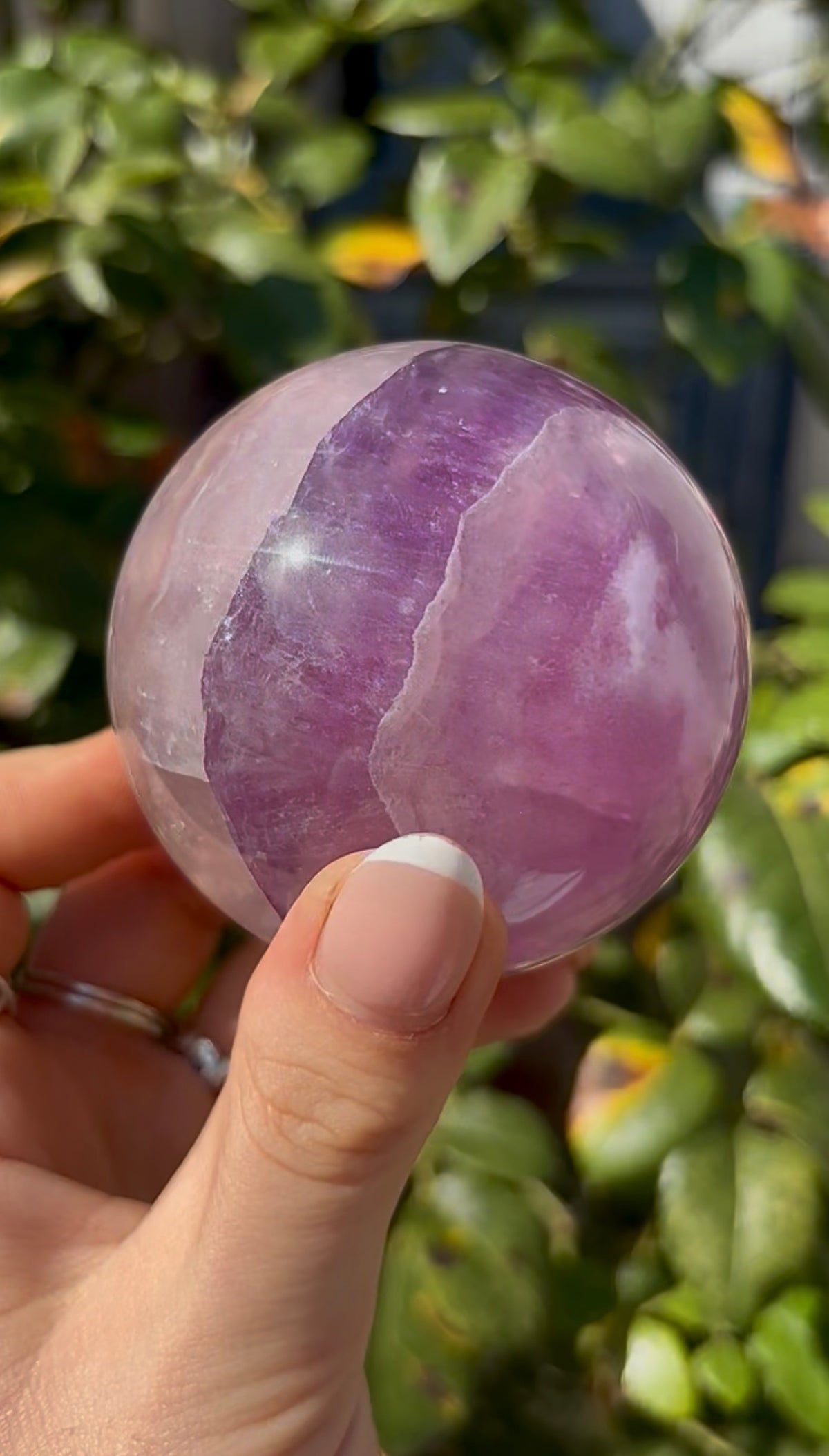 High grade, candy striped rainbow fluorite sphere - 6.8cm