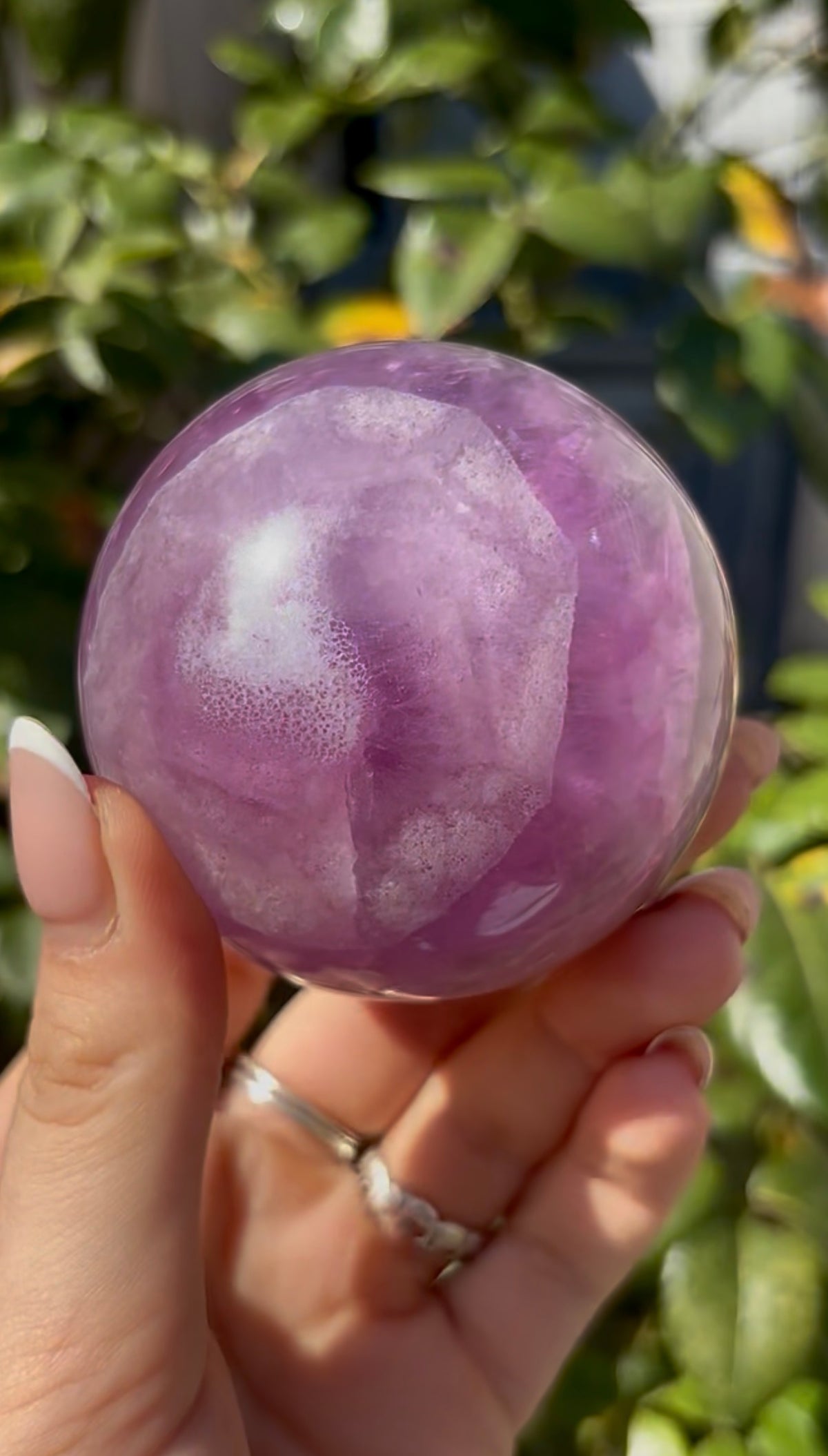 High grade, candy striped rainbow fluorite sphere - 6.8cm