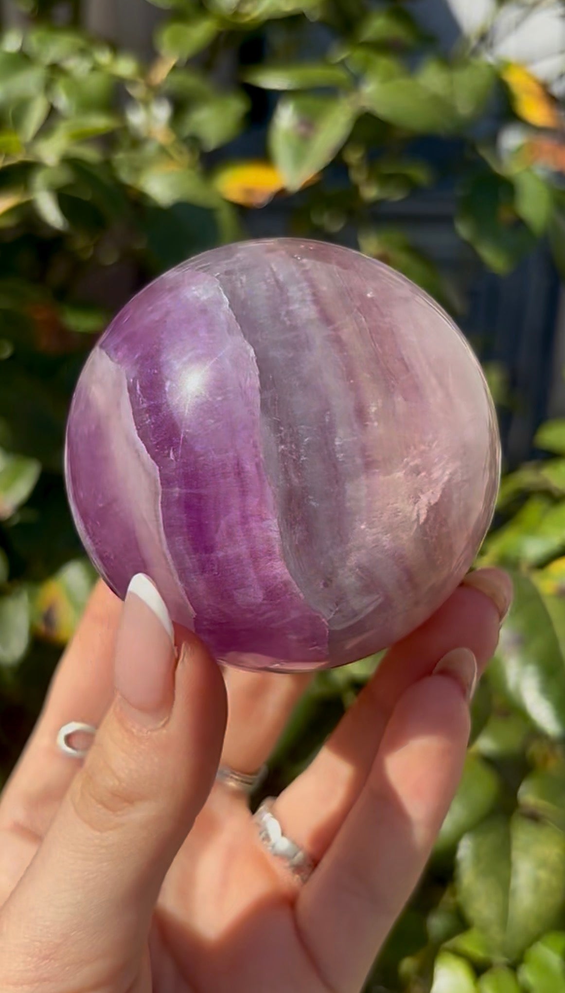 High grade, candy striped rainbow fluorite sphere - 6.8cm