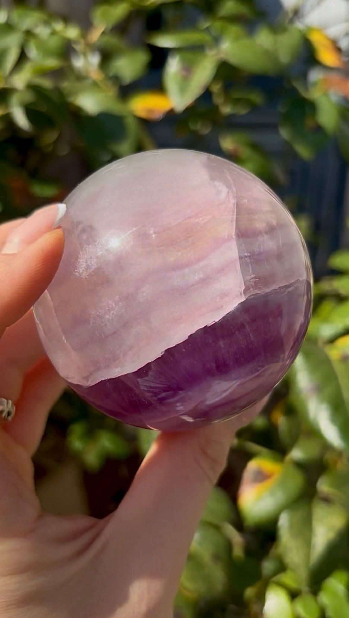 High grade, candy striped rainbow fluorite sphere - 6.8cm