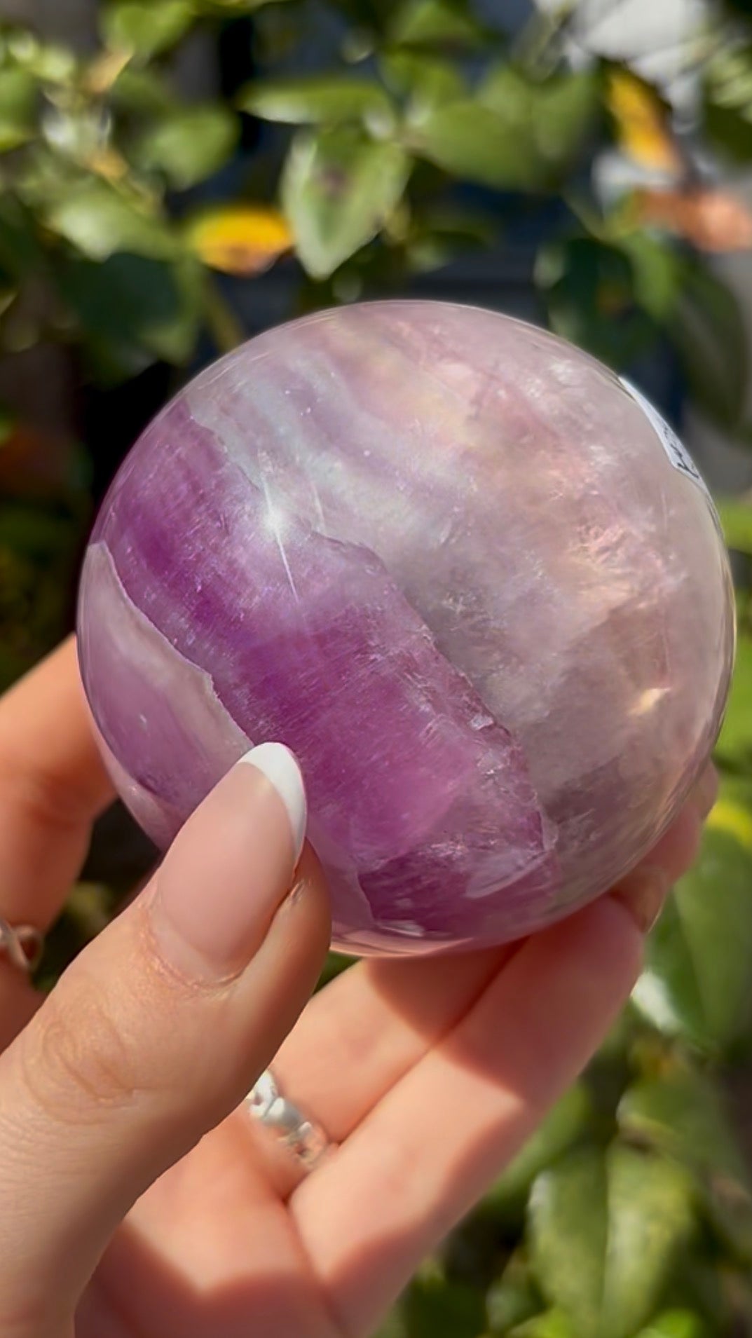 High grade, candy striped rainbow fluorite sphere - 6.8cm