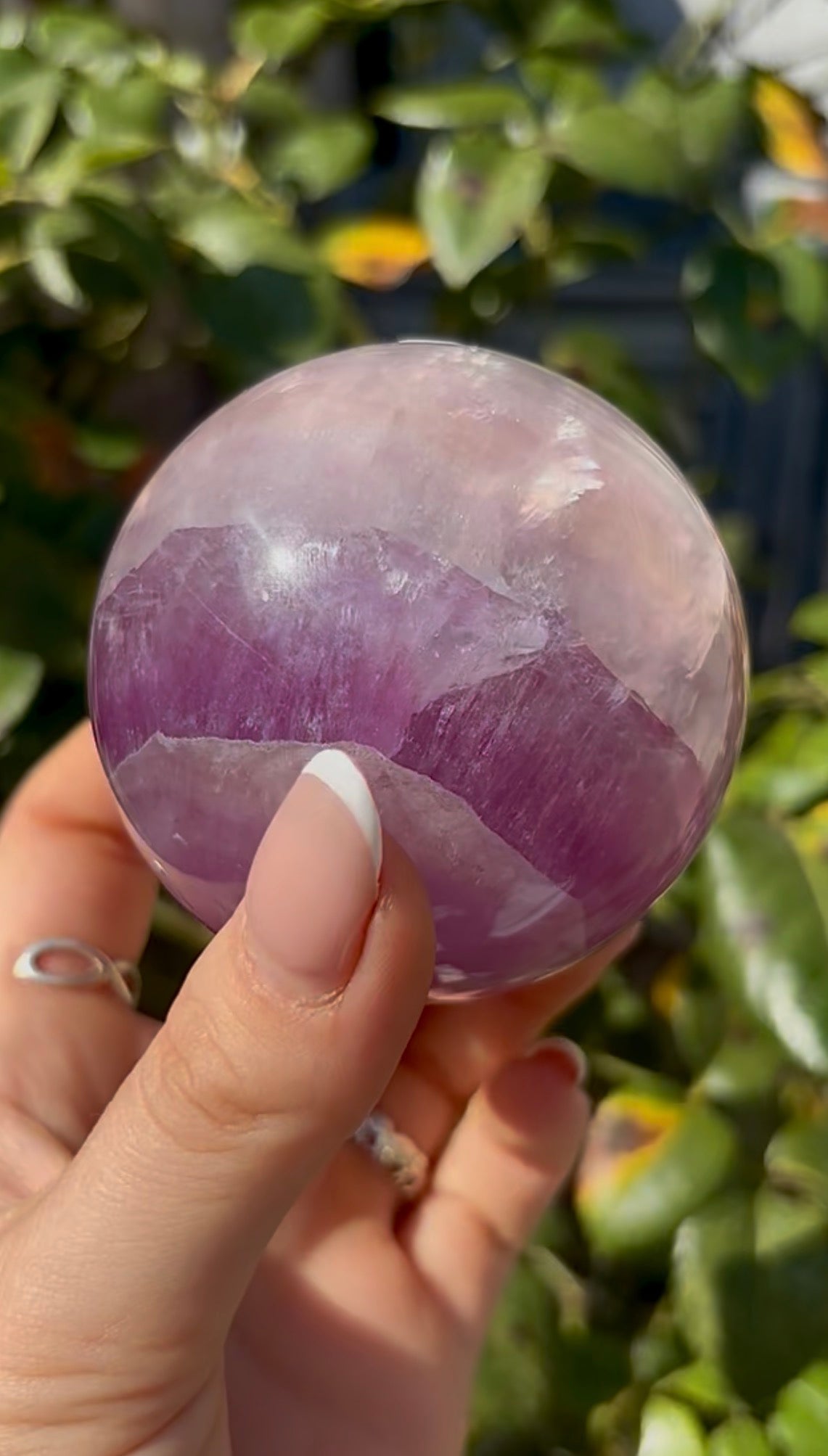 High grade, candy striped rainbow fluorite sphere - 6.8cm