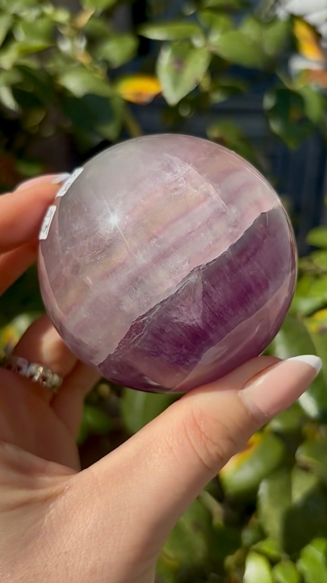 High grade, candy striped rainbow fluorite sphere - 6.8cm
