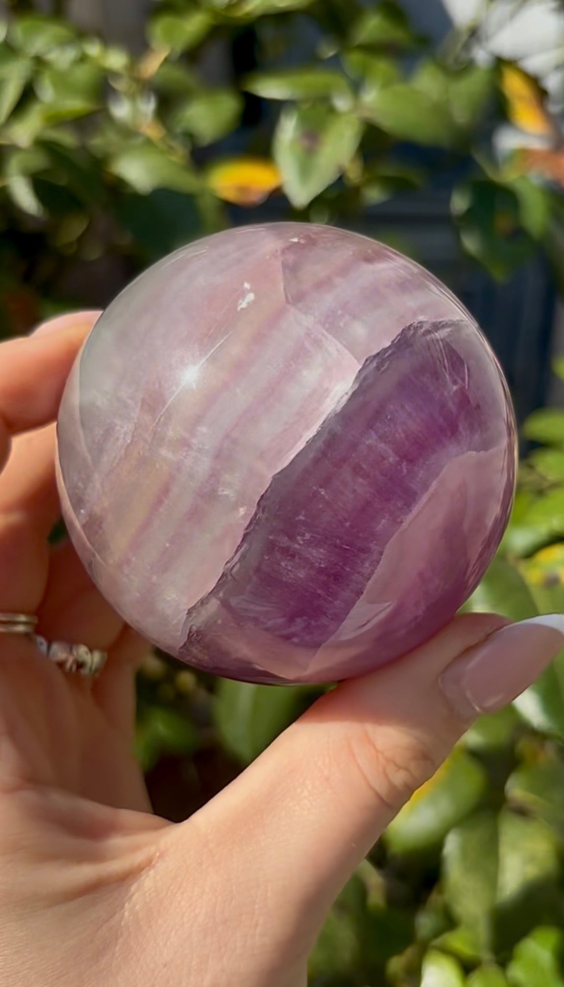 High grade, candy striped rainbow fluorite sphere - 6.8cm