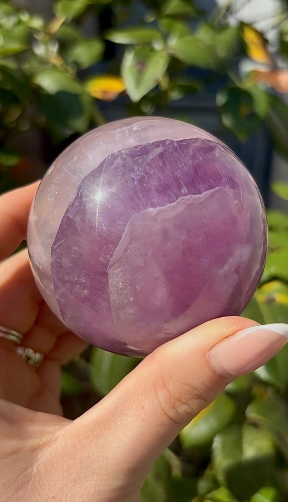 High grade, candy striped rainbow fluorite sphere - 6.8cm
