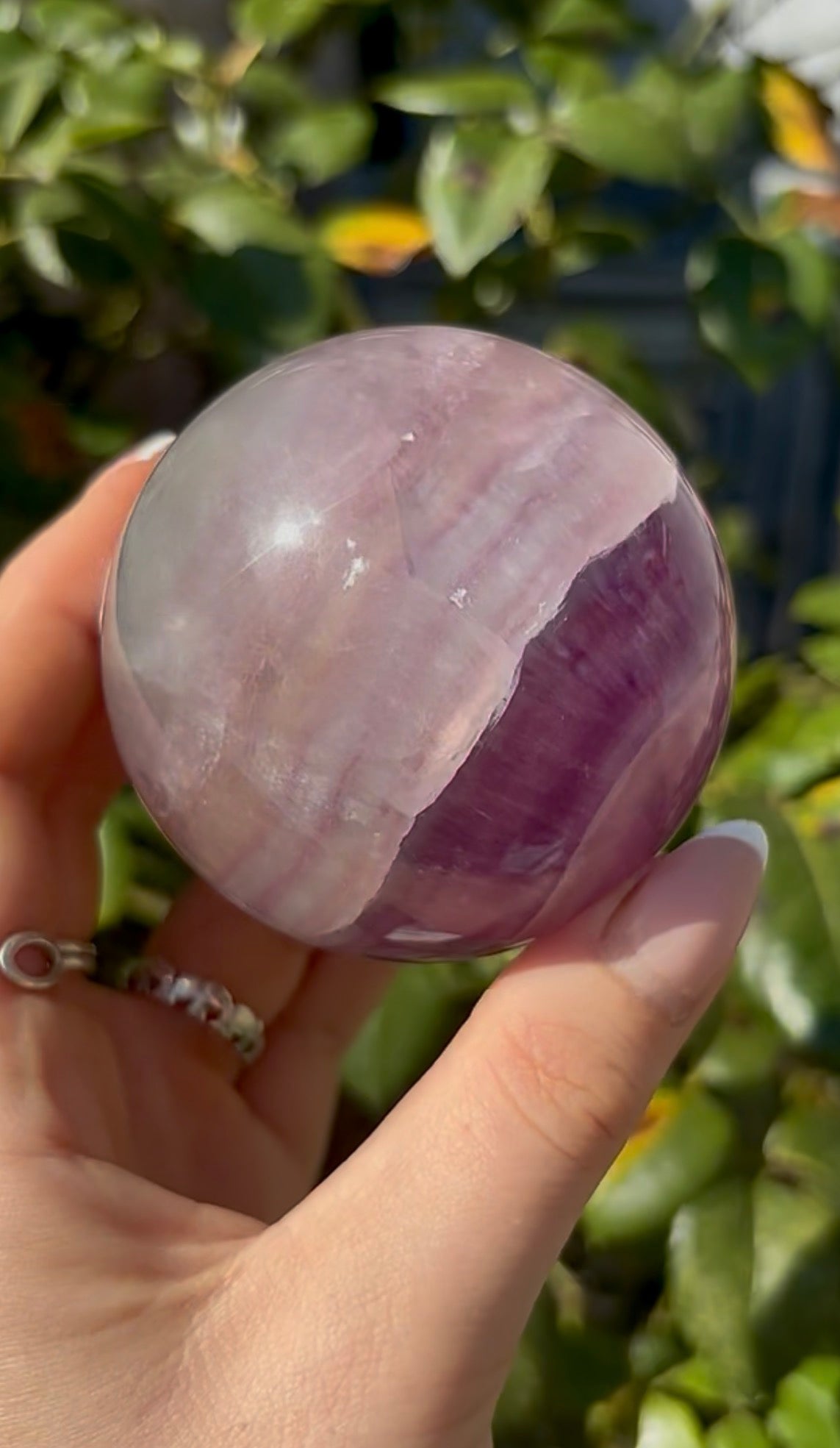 High grade, candy striped rainbow fluorite sphere - 6.8cm
