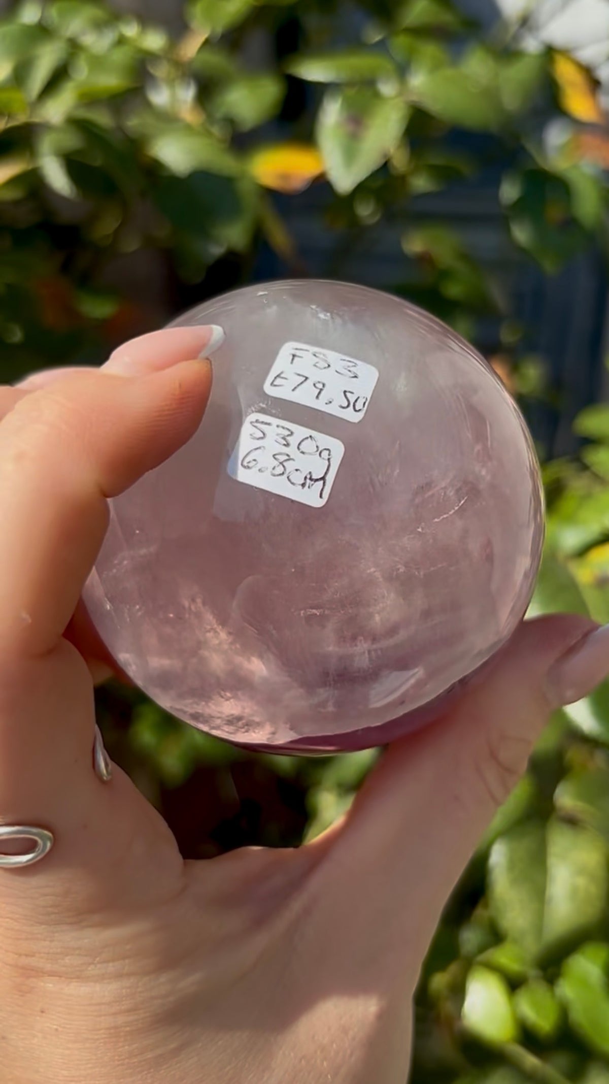 High grade, candy striped rainbow fluorite sphere - 6.8cm