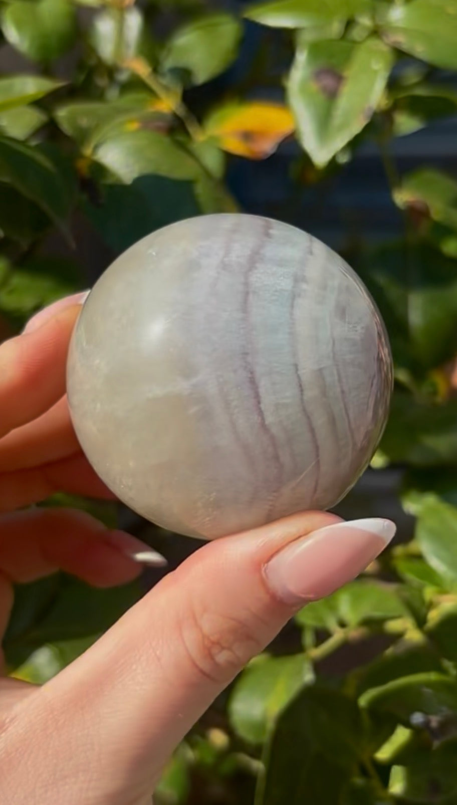 High grade, lemon candy, striped rainbow fluorite sphere - 5.4cm