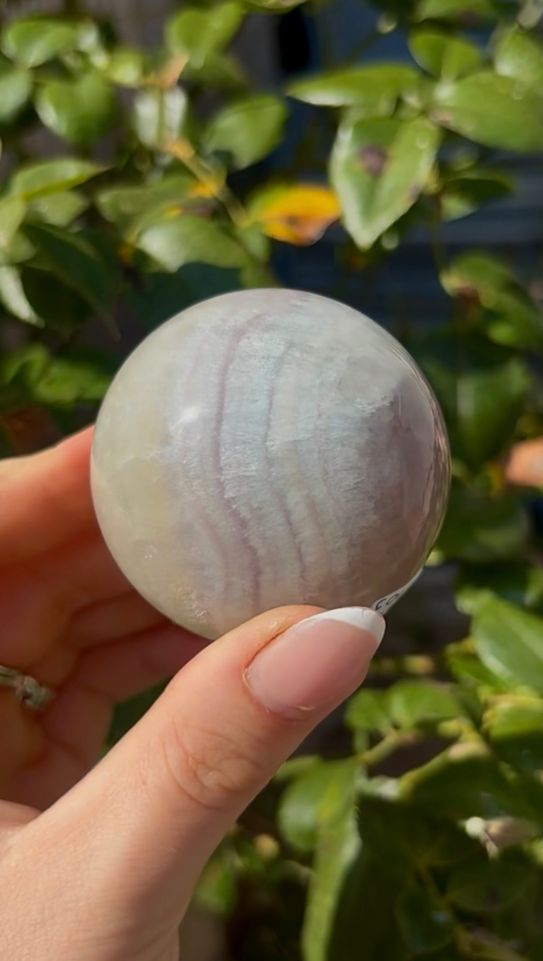 High grade, lemon candy, striped rainbow fluorite sphere - 5.4cm