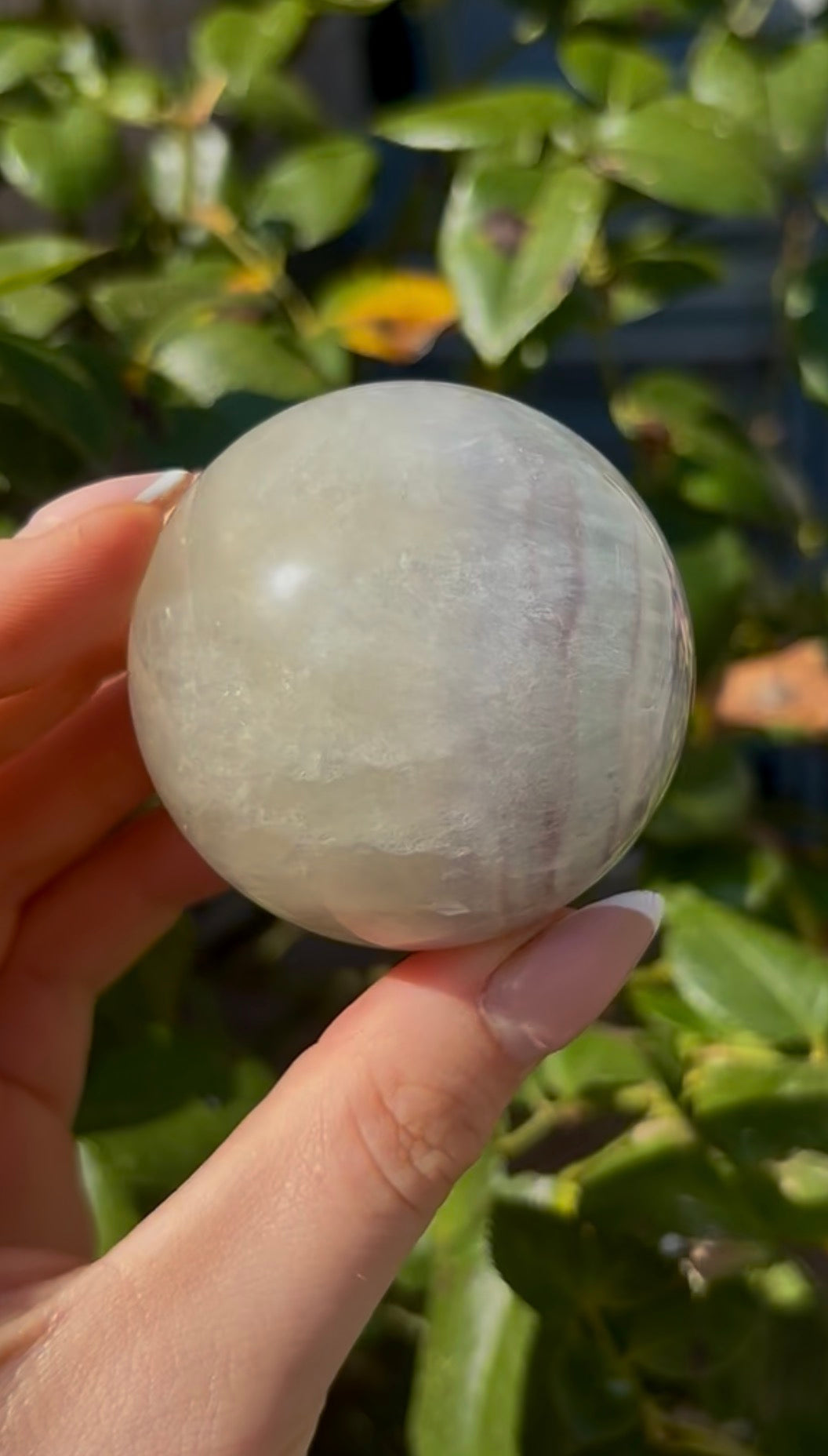 High grade, lemon candy, striped rainbow fluorite sphere - 5.4cm