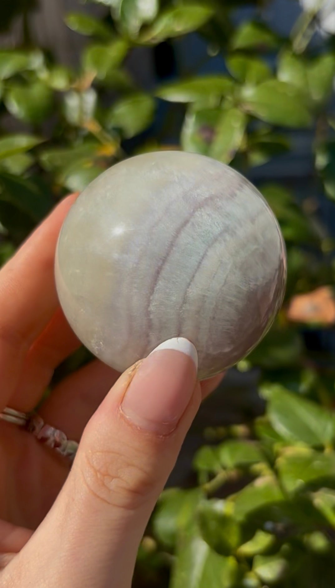 High grade, lemon candy, striped rainbow fluorite sphere - 5.4cm