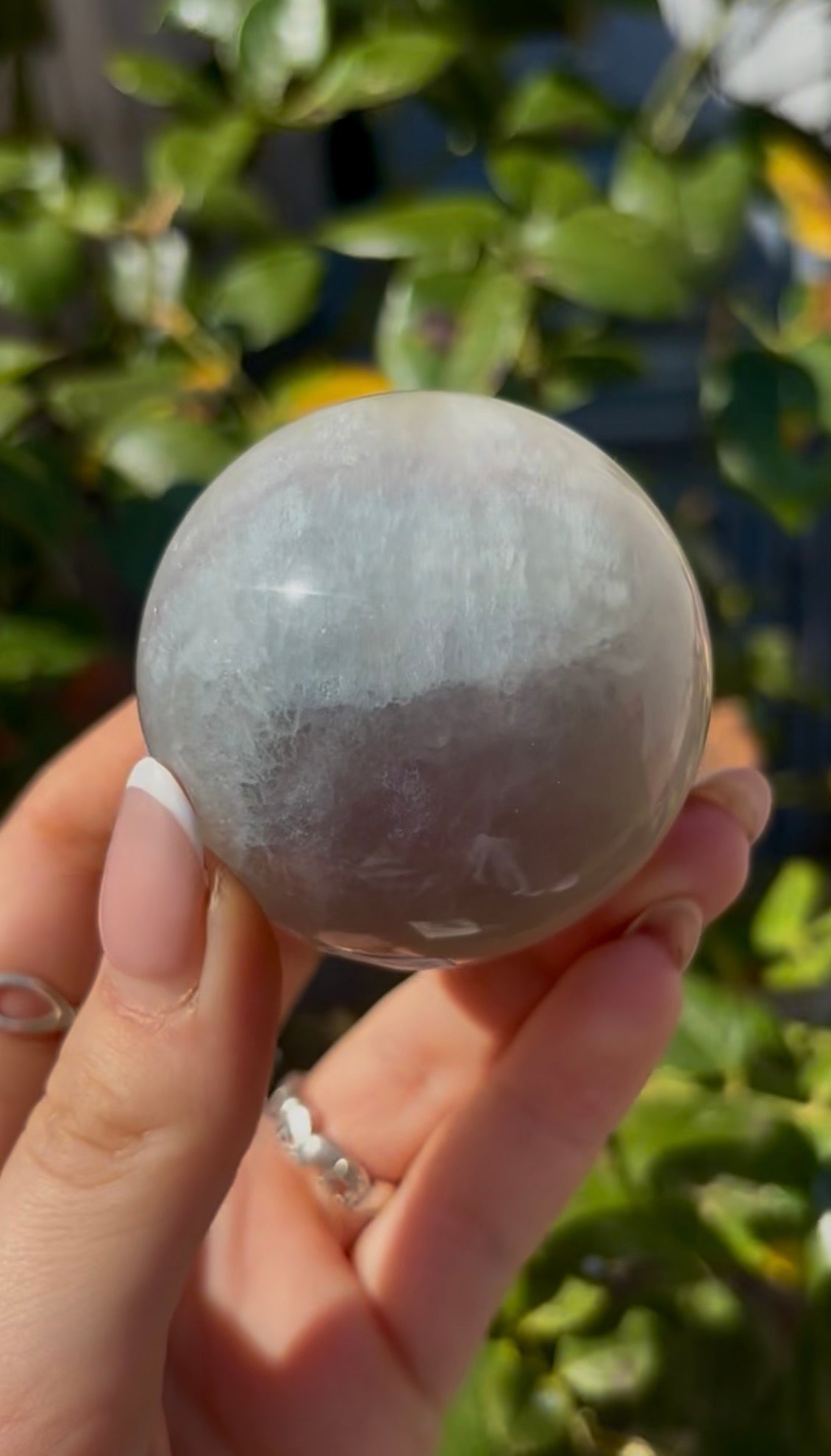 High grade, lemon candy, striped rainbow fluorite sphere - 5.4cm