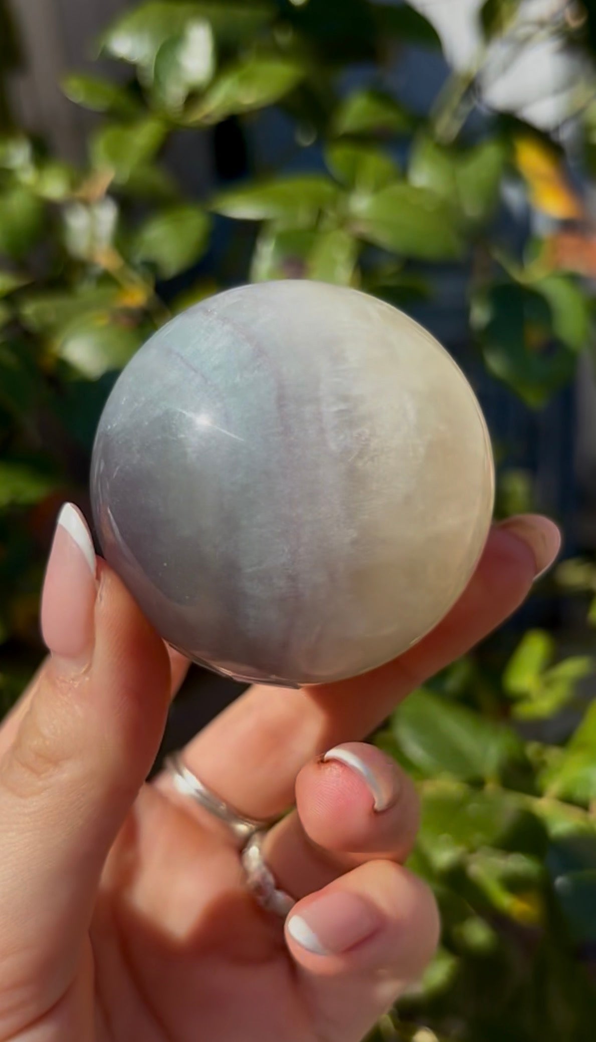 High grade, lemon candy, striped rainbow fluorite sphere - 5.4cm