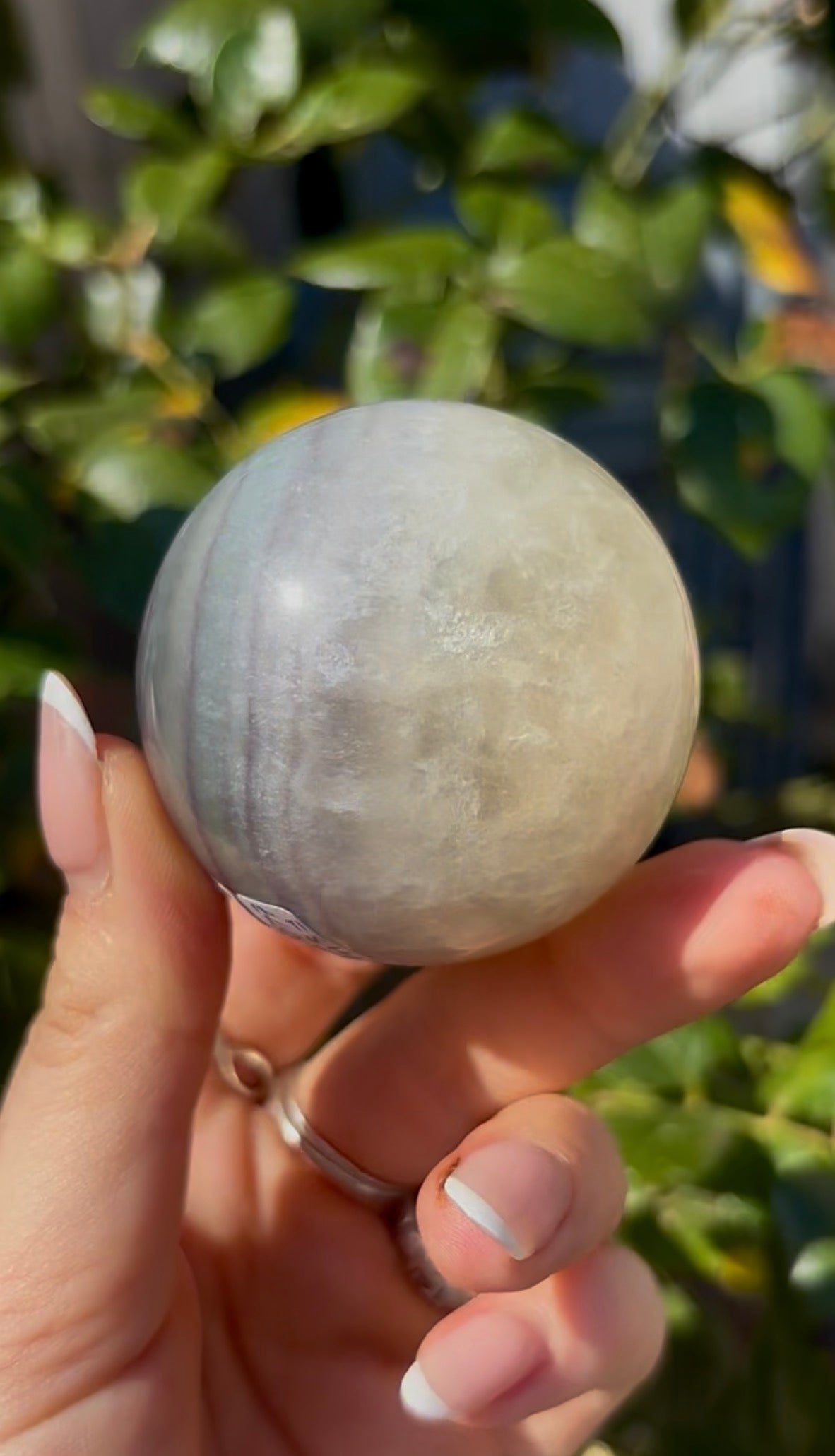 High grade, lemon candy, striped rainbow fluorite sphere - 5.4cm