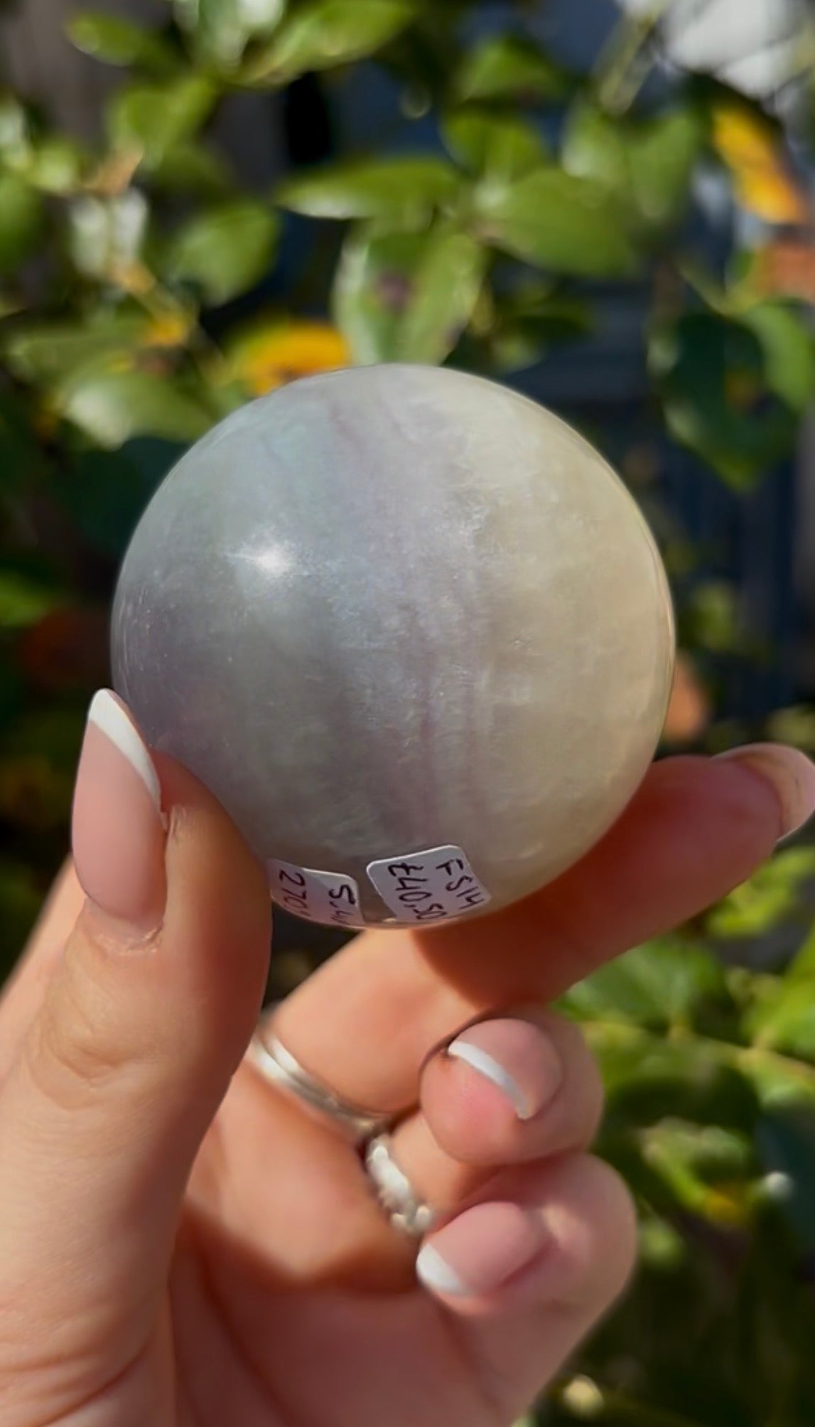 High grade, lemon candy, striped rainbow fluorite sphere - 5.4cm