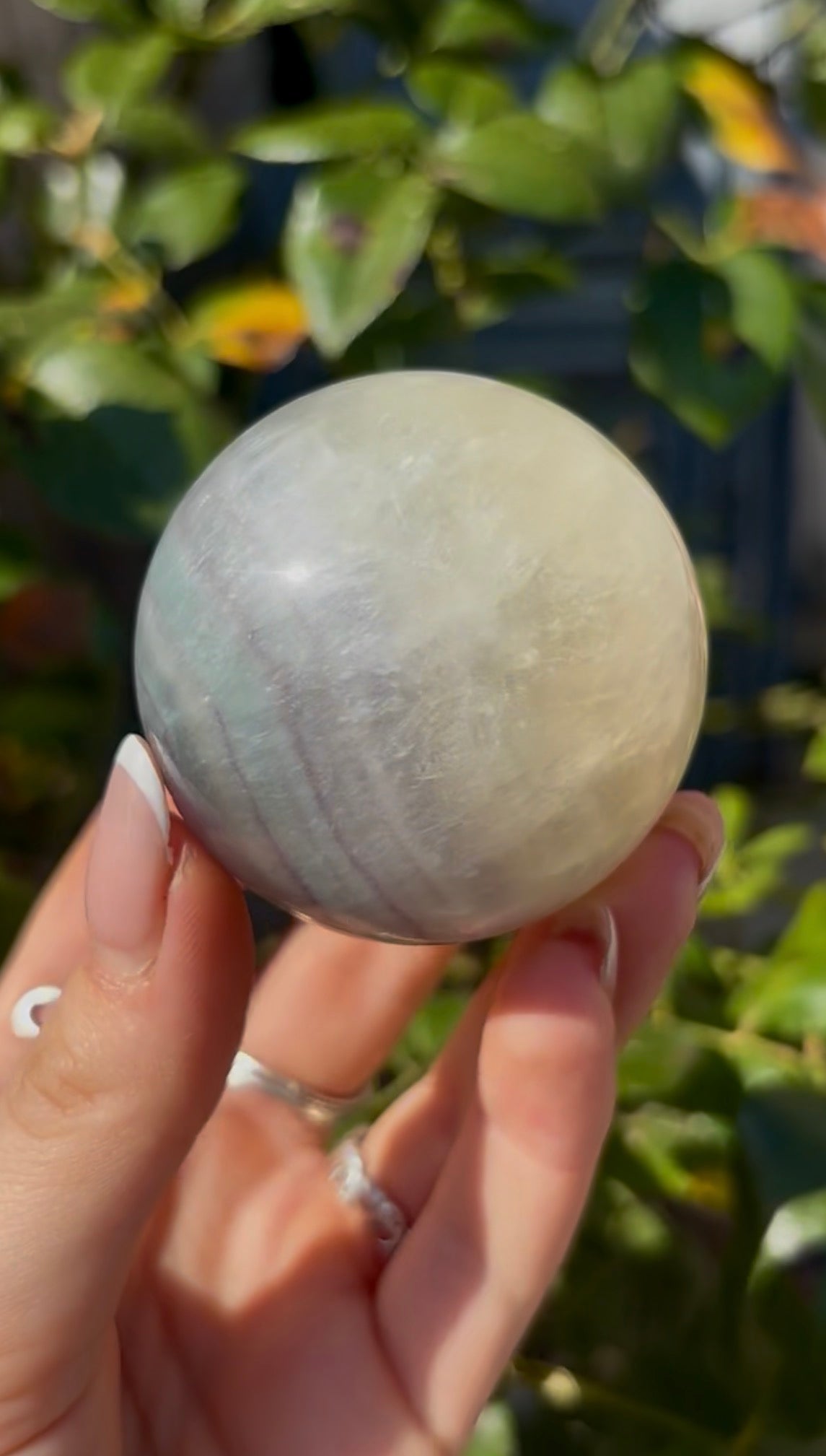 High grade, lemon candy, striped rainbow fluorite sphere - 5.4cm