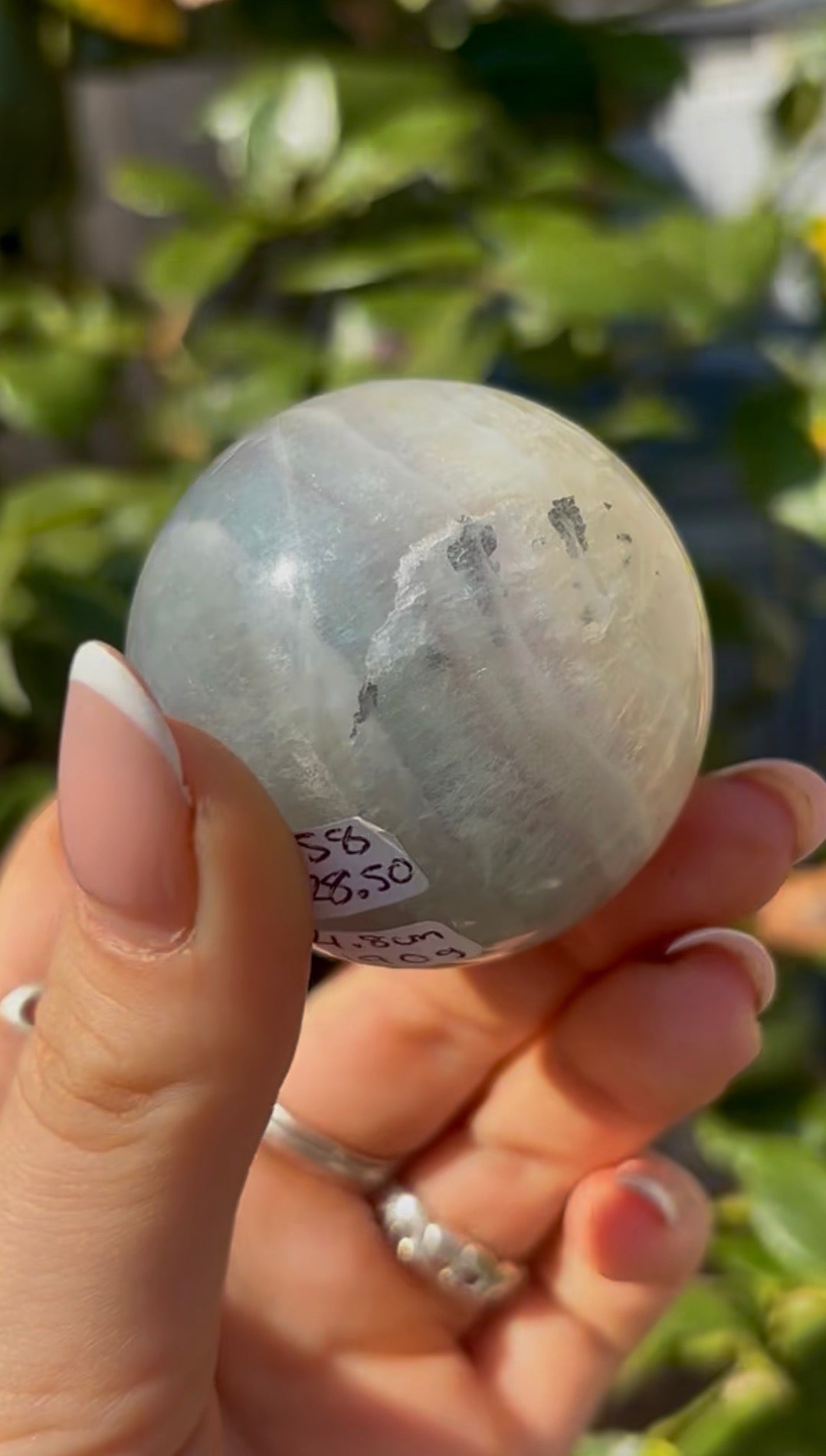 High grade, lemon candy, striped rainbow fluorite sphere - 4.8cm