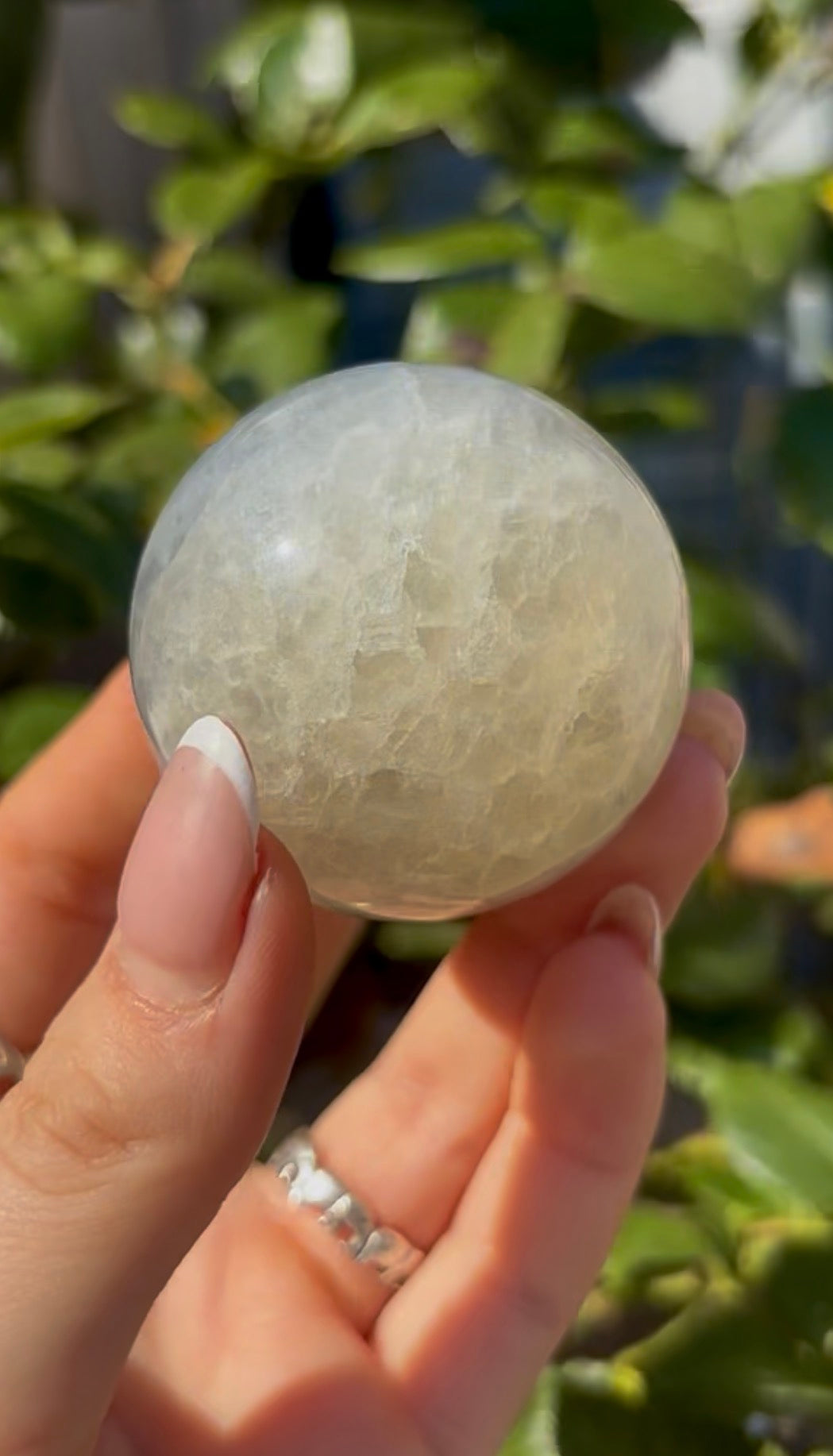 High grade, lemon candy, striped rainbow fluorite sphere - 4.8cm