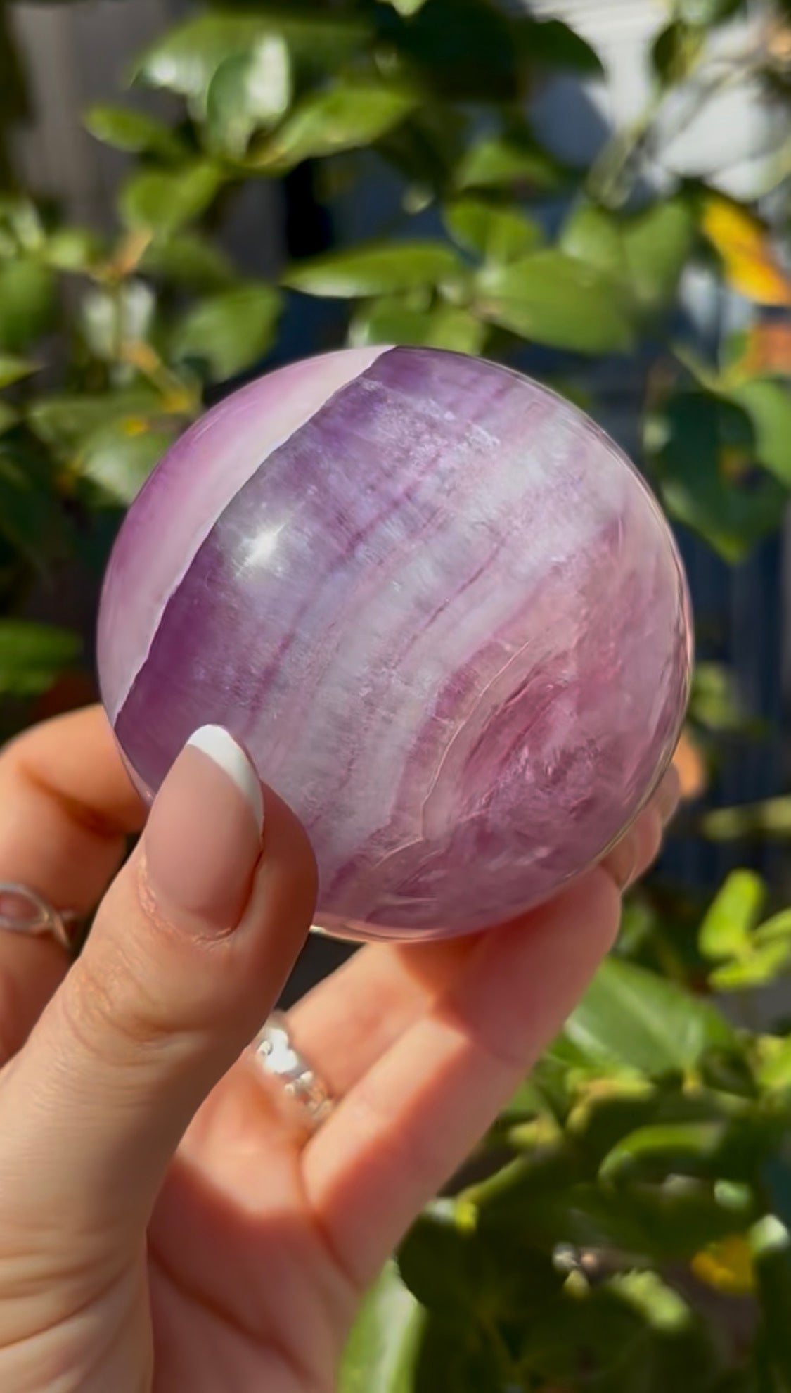 High grade, candy striped rainbow fluorite sphere - 6.8cm
