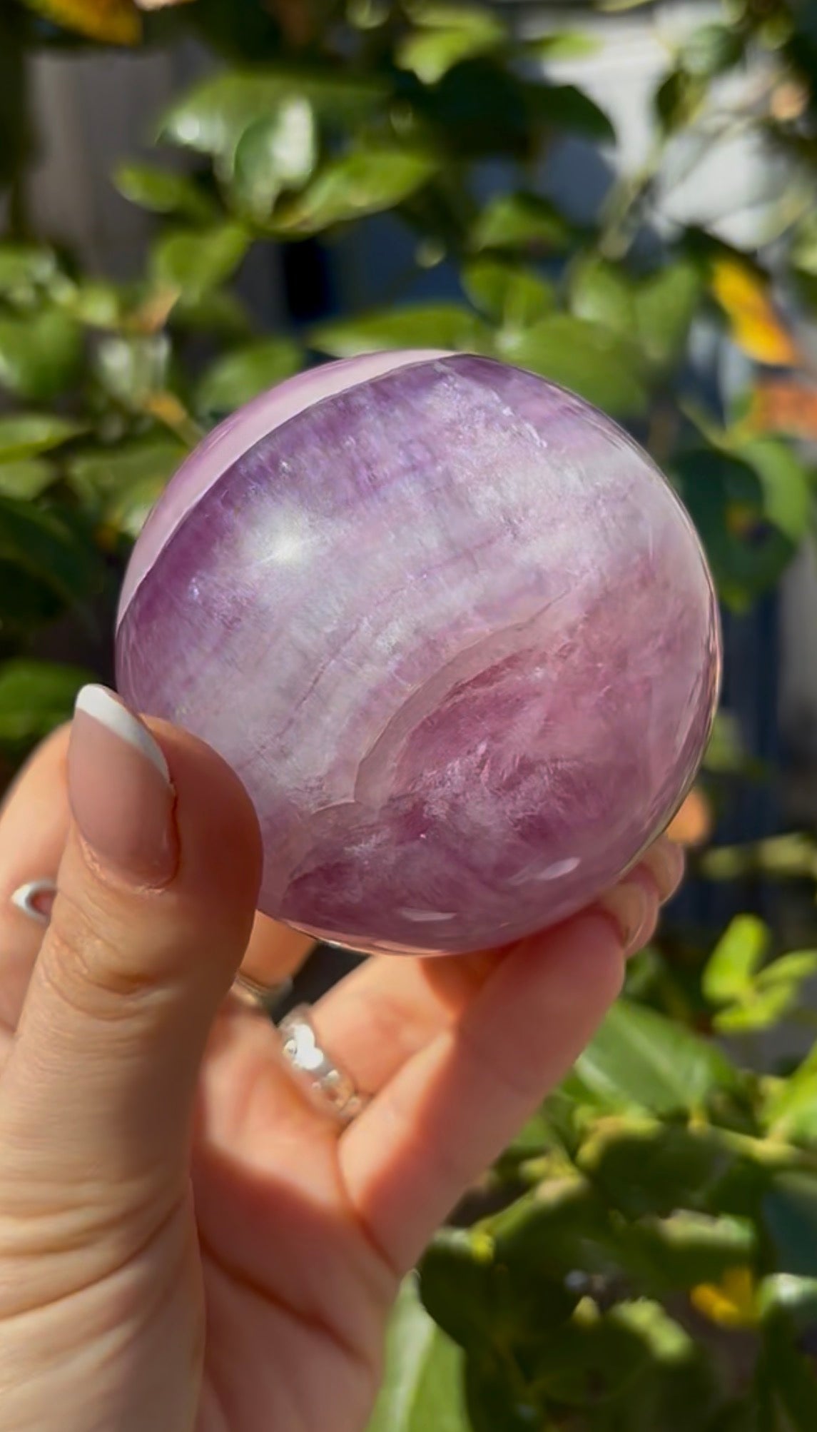 High grade, candy striped rainbow fluorite sphere - 6.8cm