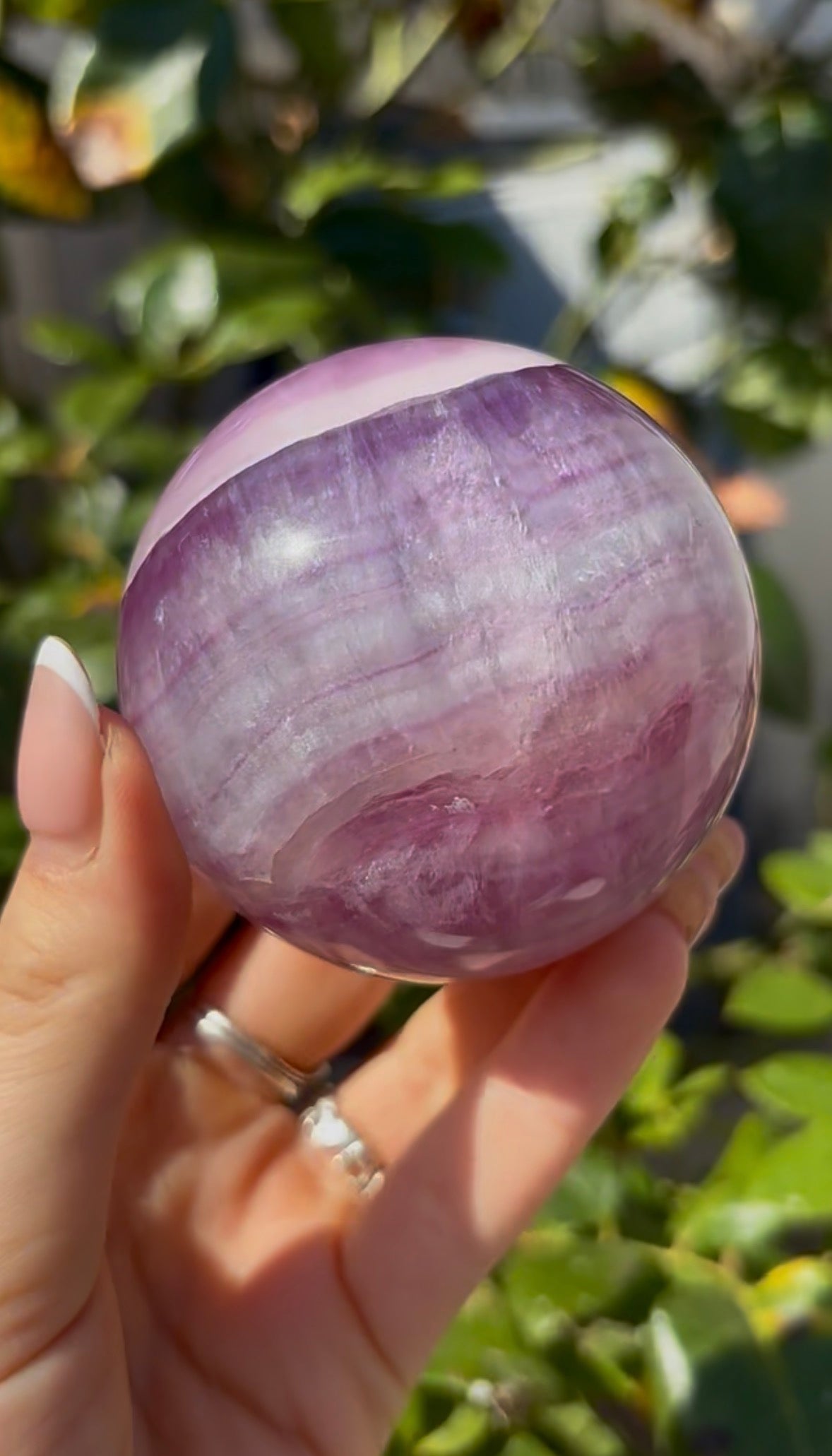 High grade, candy striped rainbow fluorite sphere - 6.8cm
