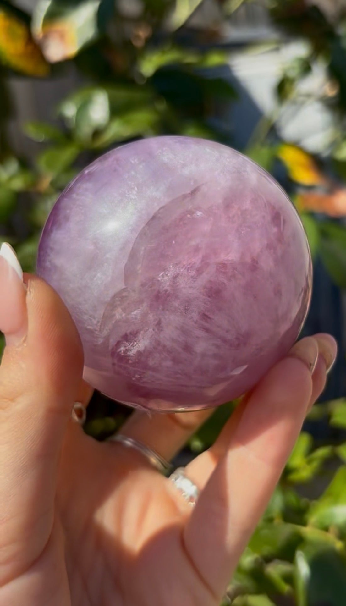 High grade, candy striped rainbow fluorite sphere - 6.8cm
