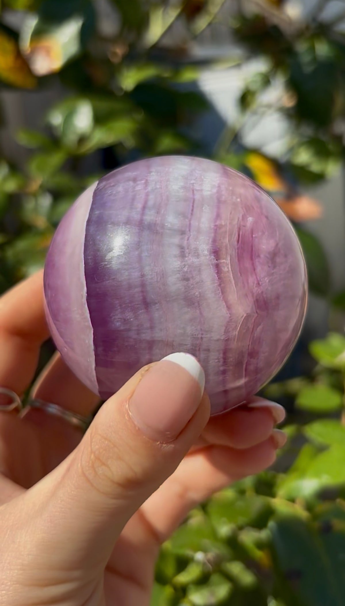 High grade, candy striped rainbow fluorite sphere - 6.8cm