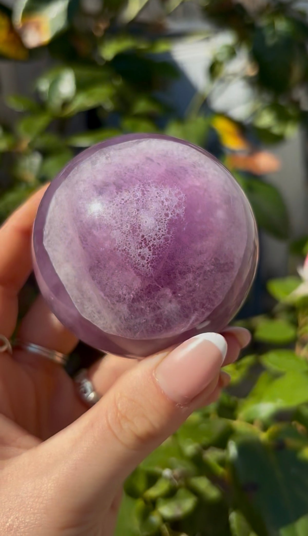 High grade, candy striped rainbow fluorite sphere - 6.8cm