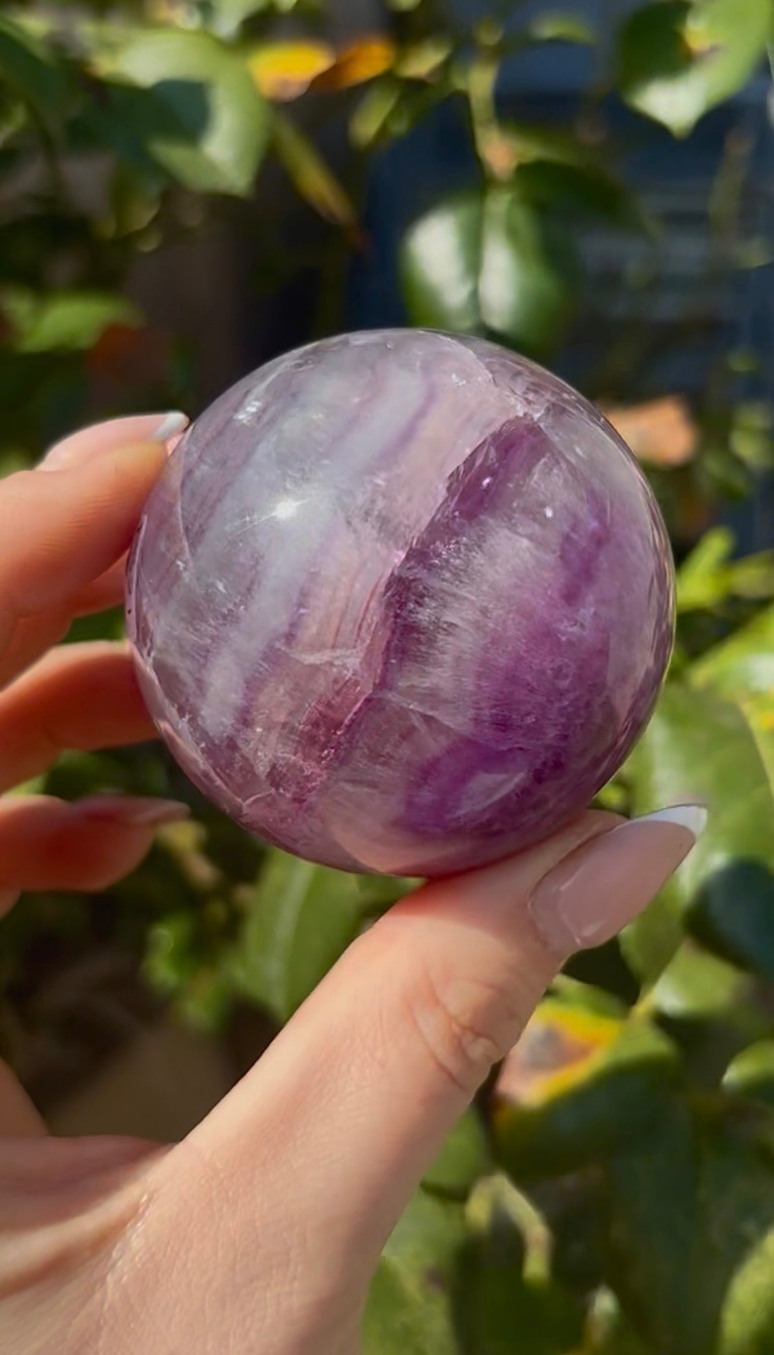 High grade, candy striped rainbow fluorite sphere - 5.7cm