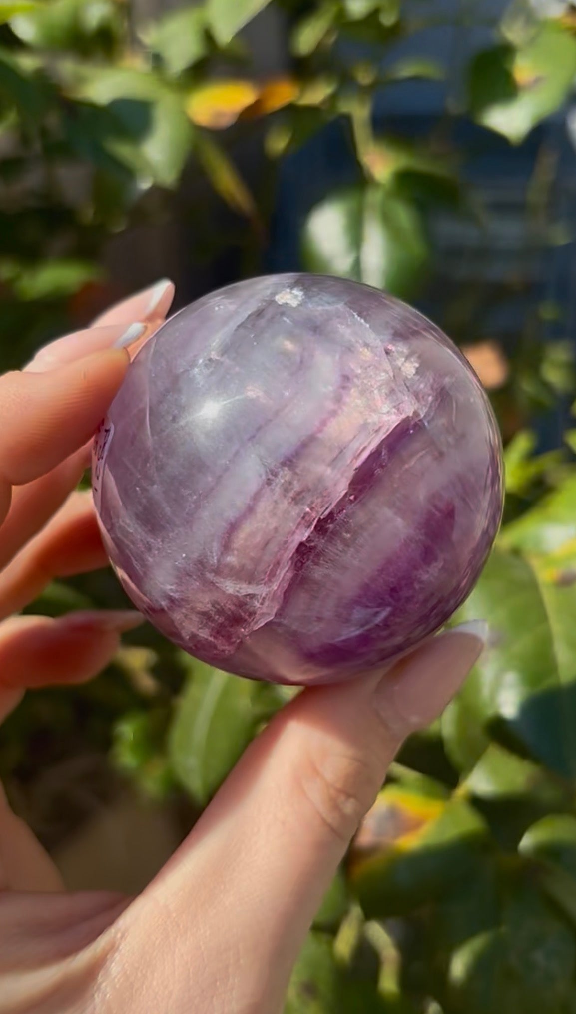 High grade, candy striped rainbow fluorite sphere - 5.7cm