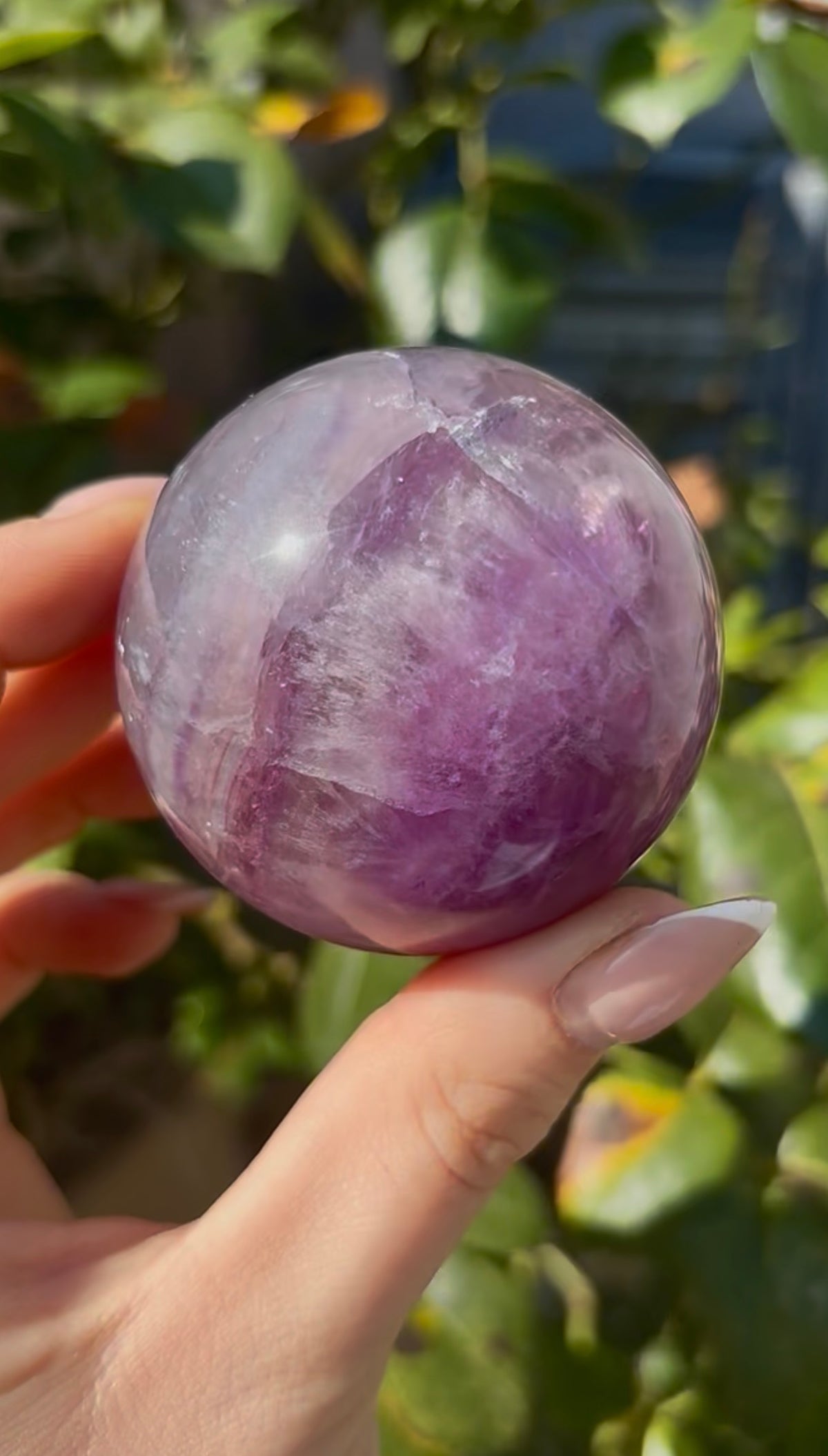High grade, candy striped rainbow fluorite sphere - 5.7cm