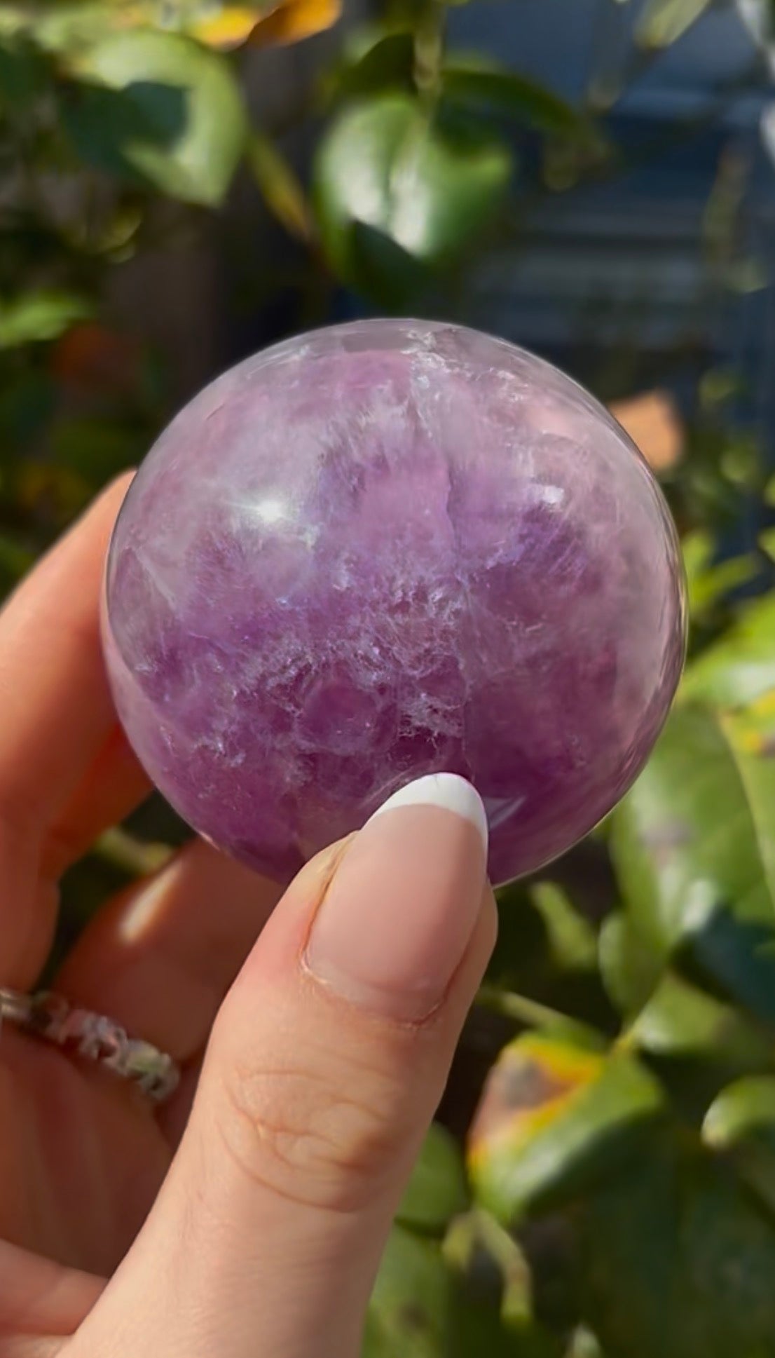 High grade, candy striped rainbow fluorite sphere - 5.7cm