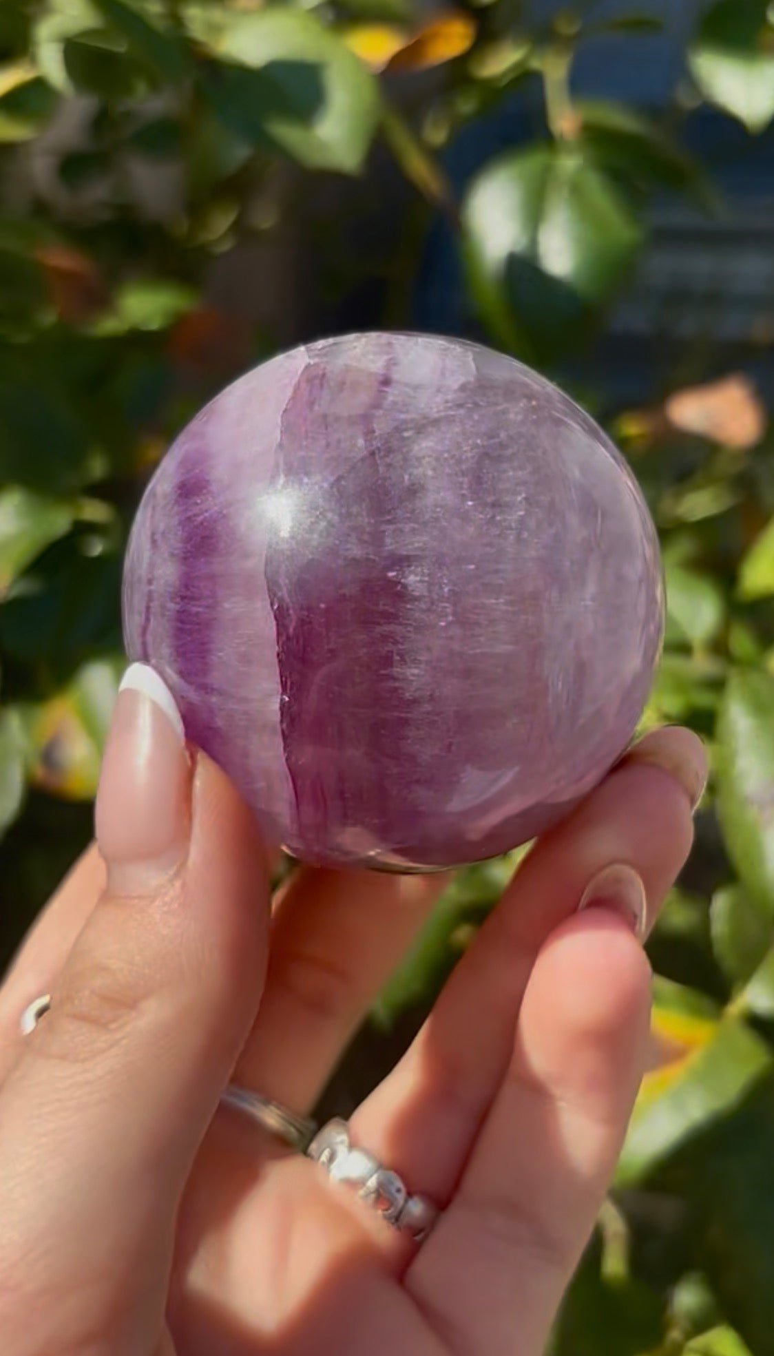 High grade, candy striped rainbow fluorite sphere - 5.7cm