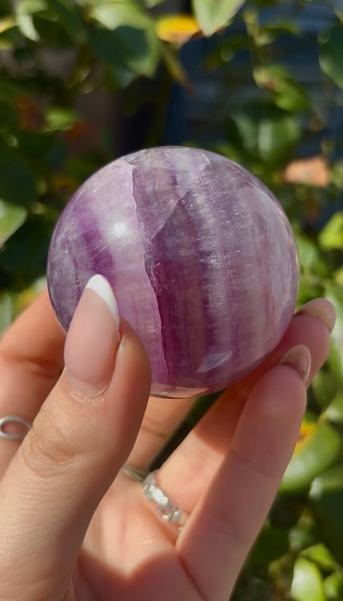 High grade, candy striped rainbow fluorite sphere - 5.7cm