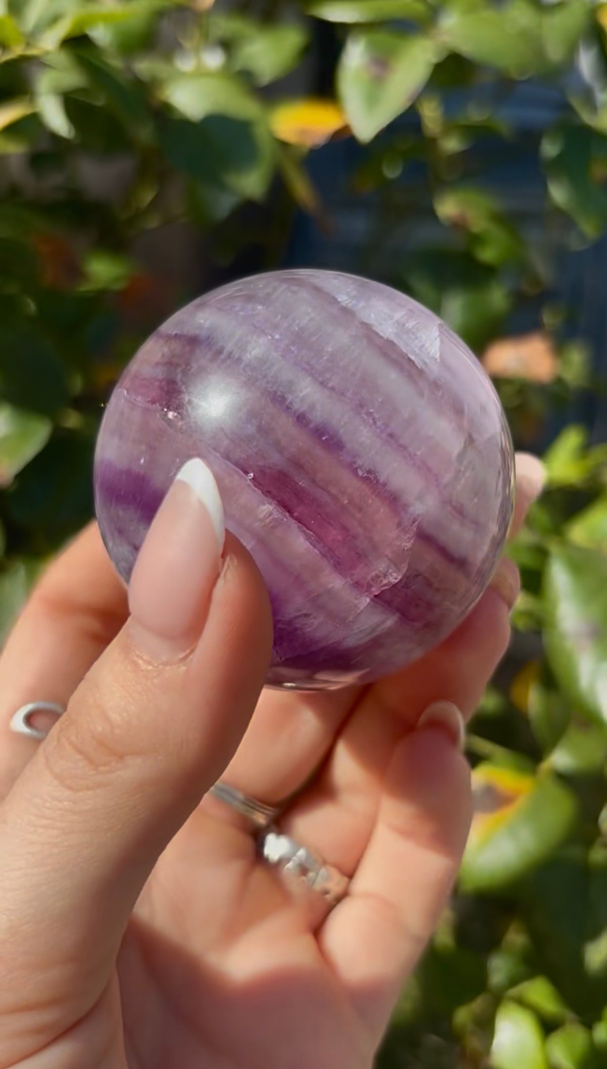 High grade, candy striped rainbow fluorite sphere - 5.7cm