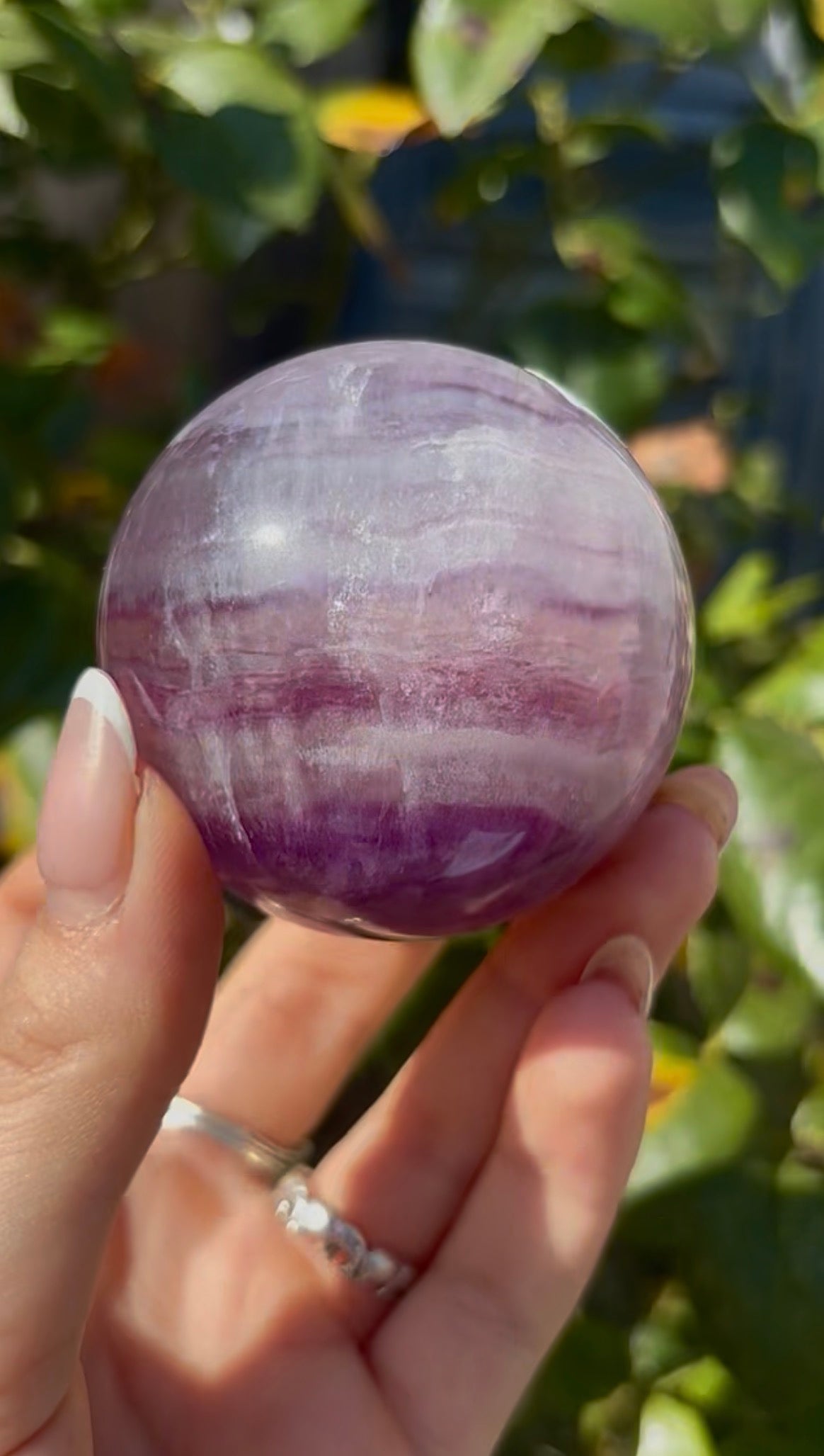 High grade, candy striped rainbow fluorite sphere - 5.7cm