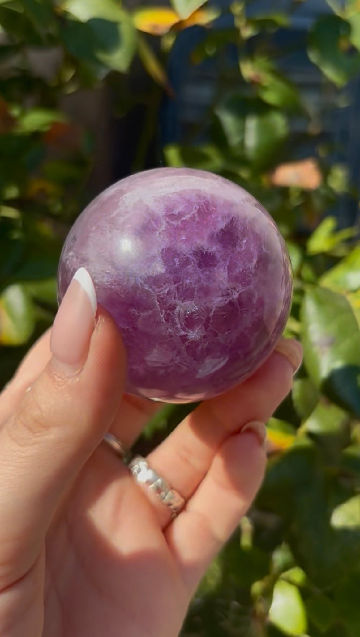 High grade, candy striped rainbow fluorite sphere - 5.7cm