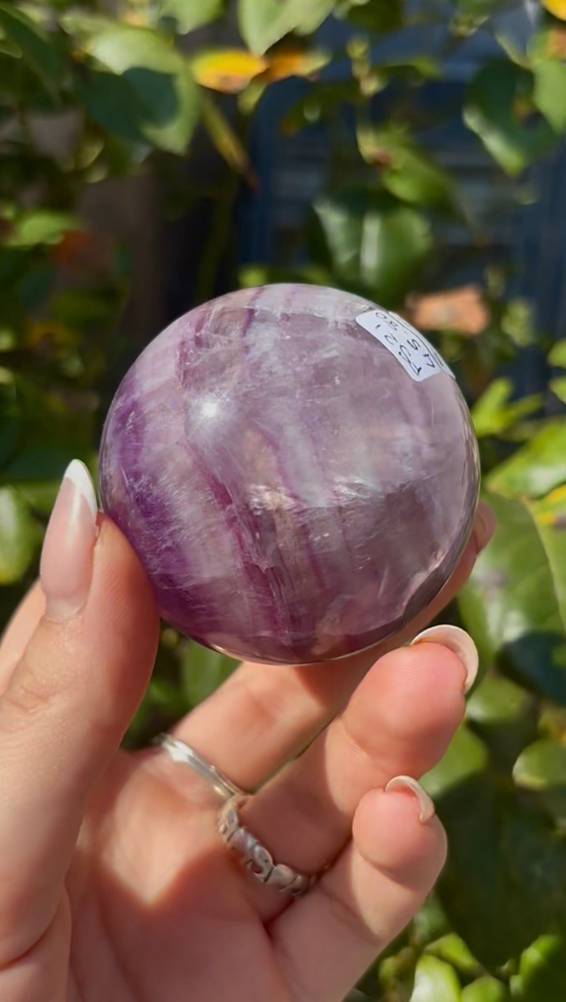 High grade, candy striped rainbow fluorite sphere - 5.7cm
