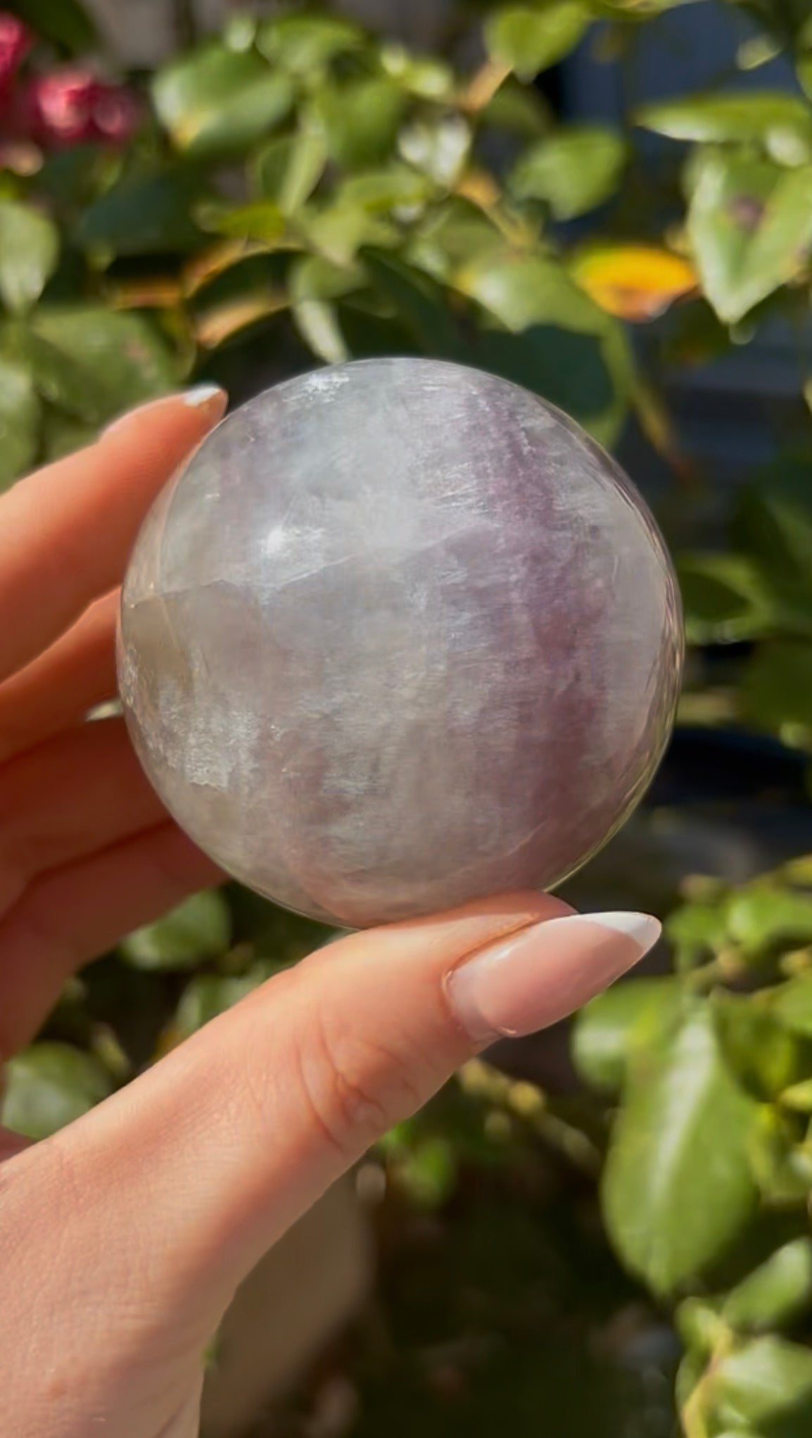 High grade, lemon candy, striped rainbow fluorite sphere - 5.8cm