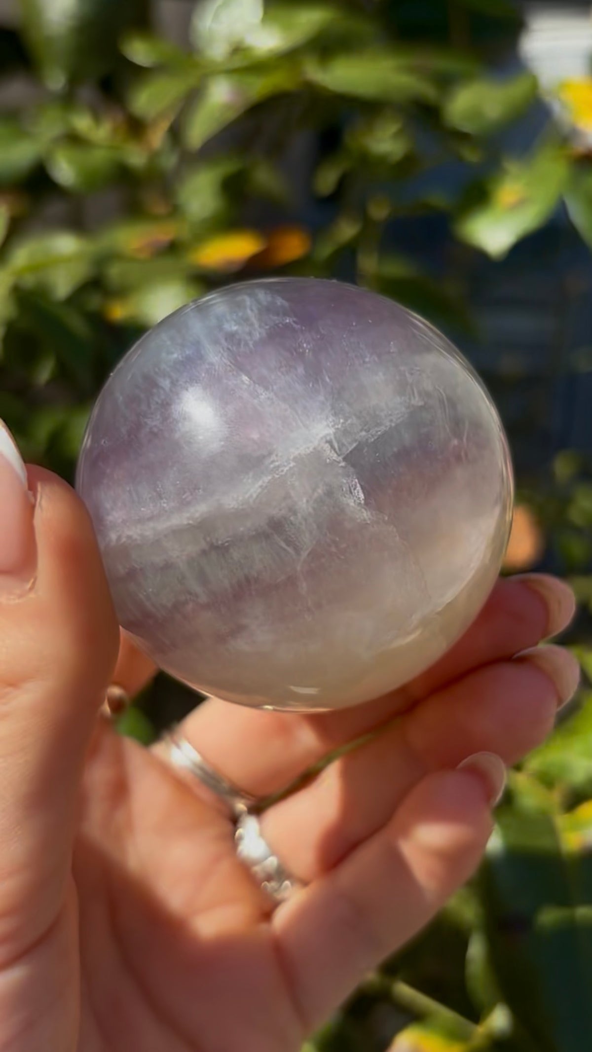 High grade, lemon candy, striped rainbow fluorite sphere - 5.8cm