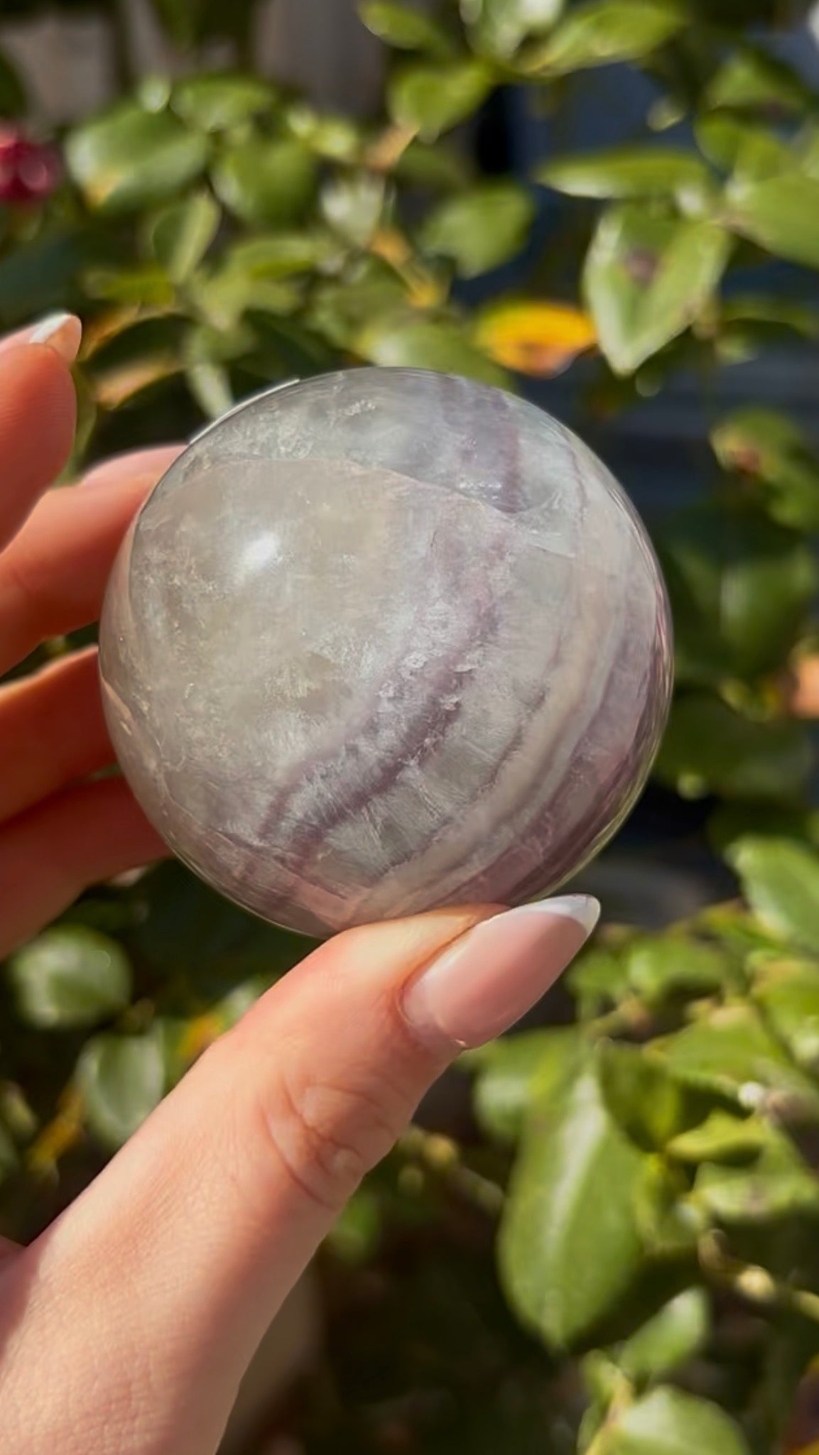 High grade, lemon candy, striped rainbow fluorite sphere - 5.8cm