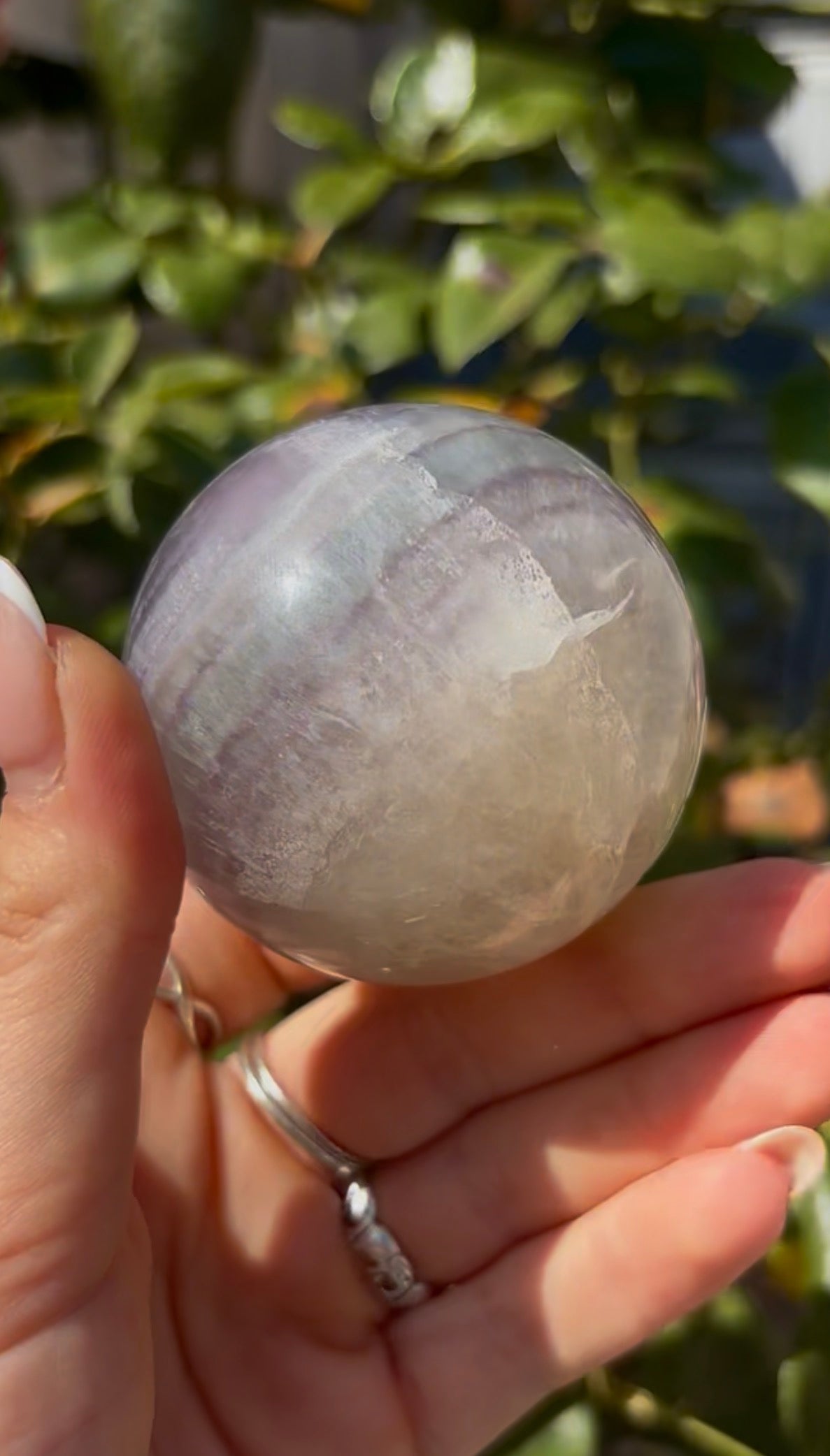 High grade, lemon candy, striped rainbow fluorite sphere - 5.8cm