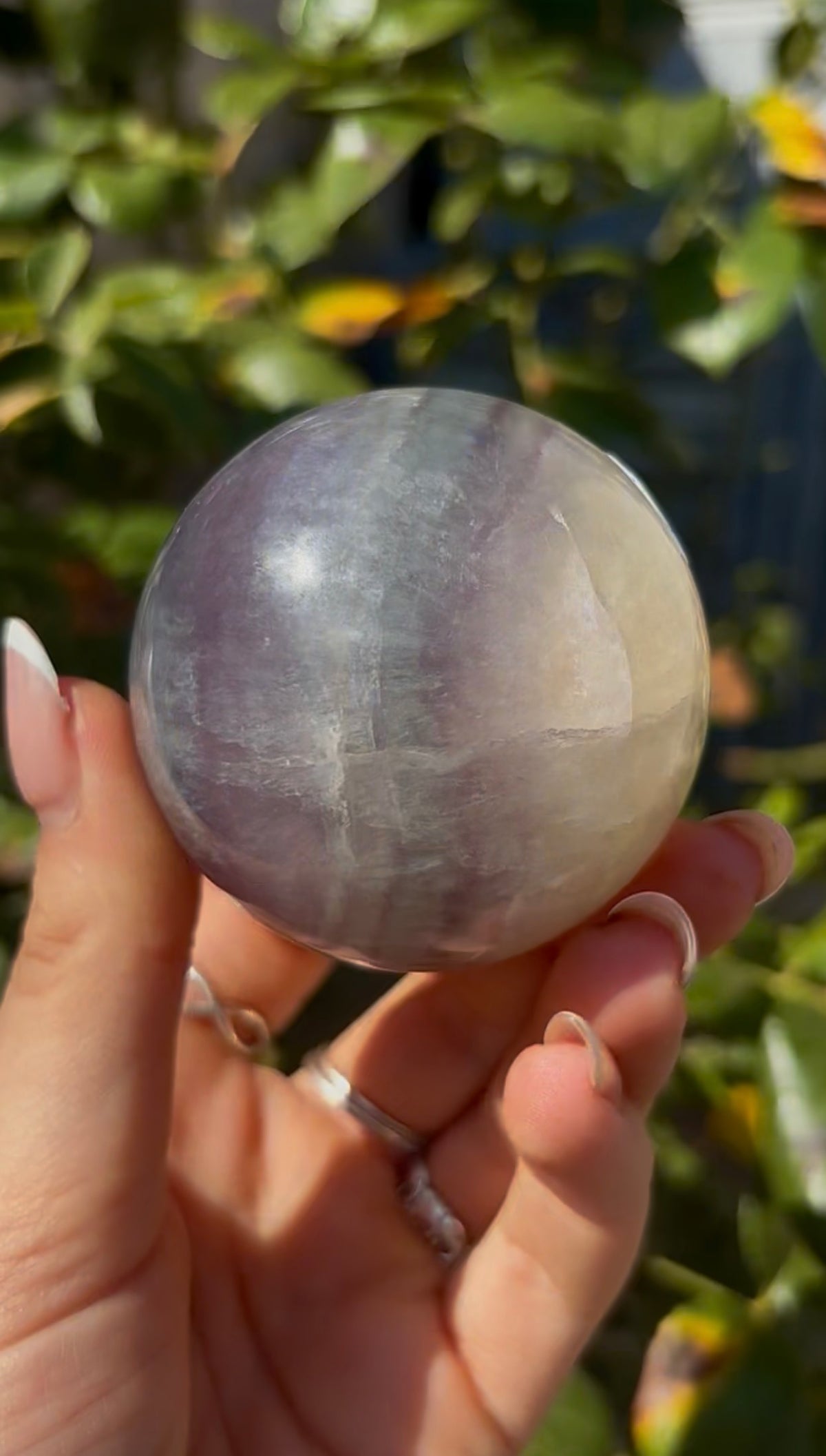 High grade, lemon candy, striped rainbow fluorite sphere - 5.8cm