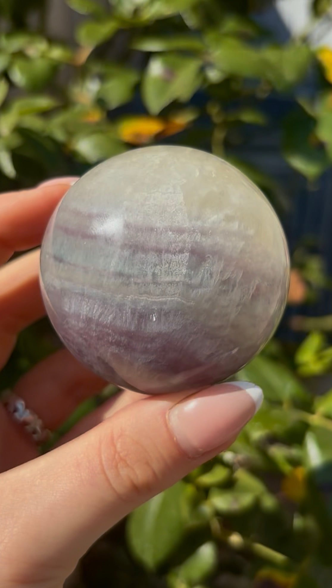 High grade, lemon candy, striped rainbow fluorite sphere - 5.8cm